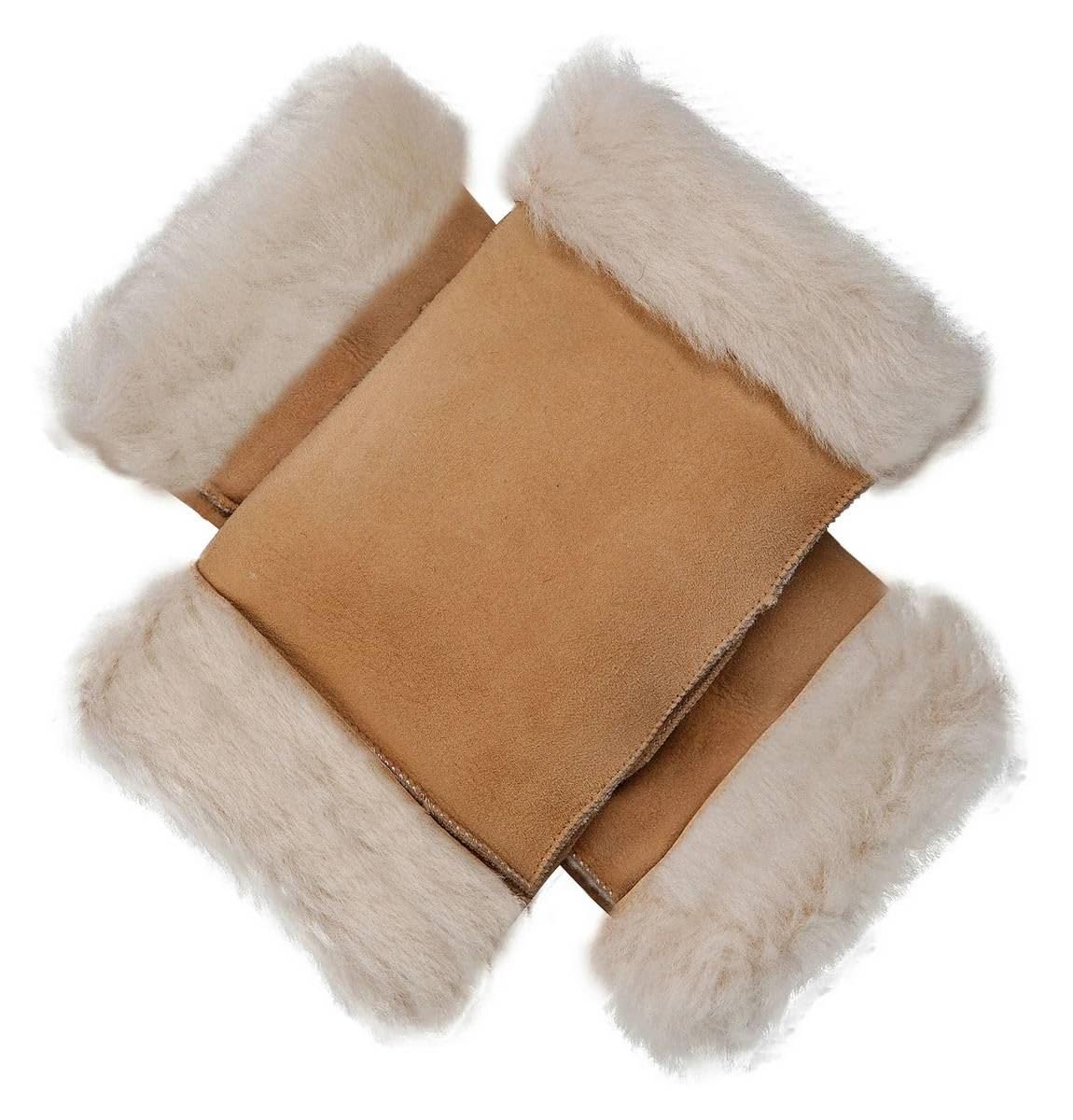 Dents Women's Brown Vera Fingerless Sheepskin Mittens - Tan Suede - Large