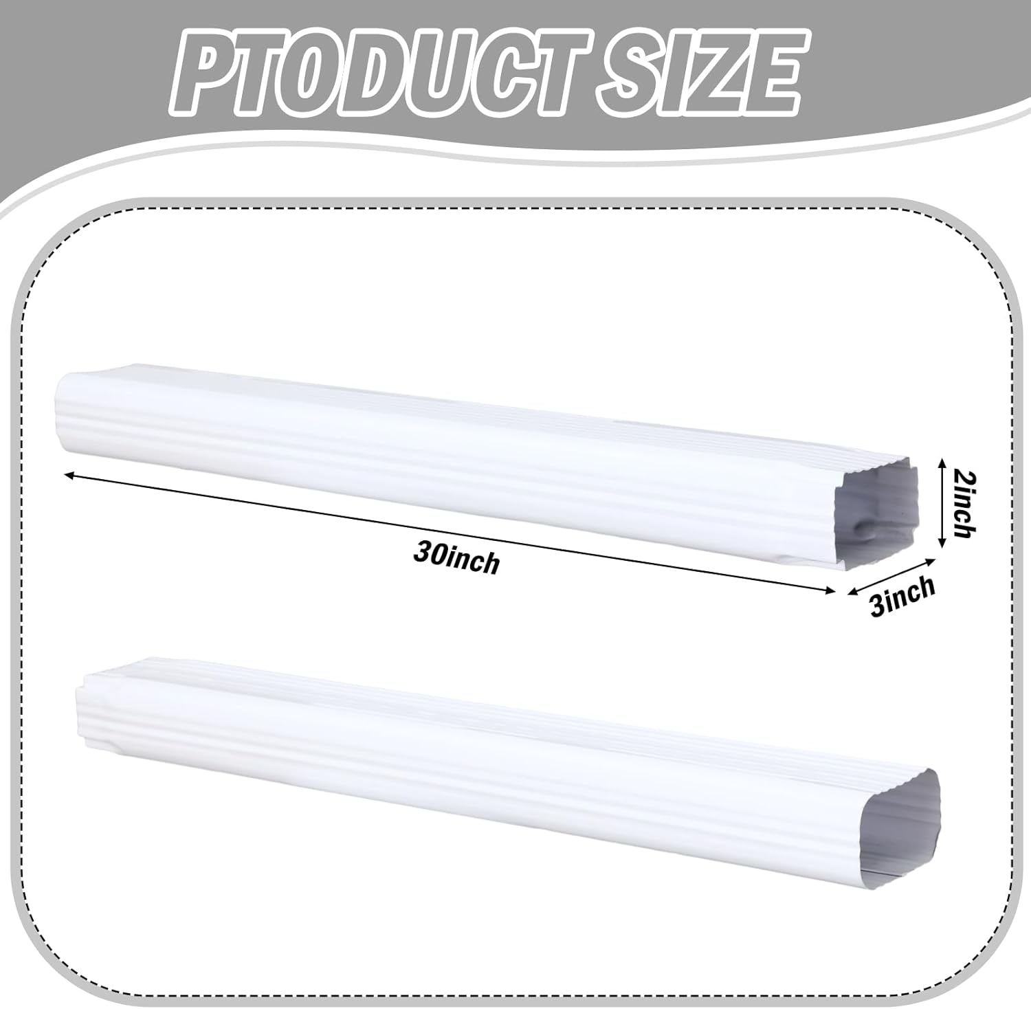 Moxweyeni 1 Pack 2 x 3 Inch, 30 Inch White Aluminum Downspout Extensions Roofing Gutter Downspout DIY Installation for Home Outdoor Drainage