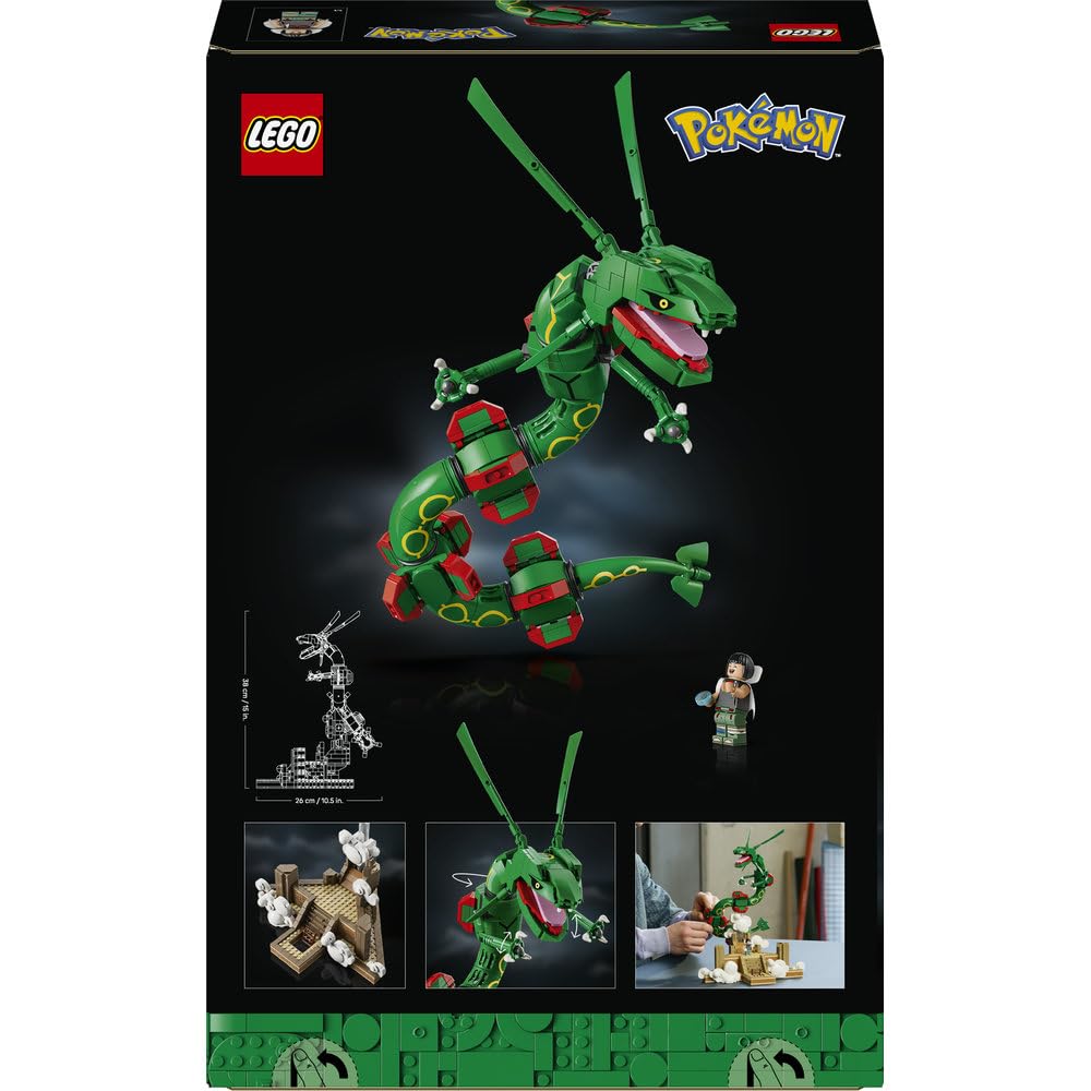 LEGO Pokémon Rayquaza 72168 | Kolekcjonerska figurka Pokémona, duży zestaw klocków dla dorosłych, prezent dla fana gry, gamingowa dekoracja, 1083 elementy