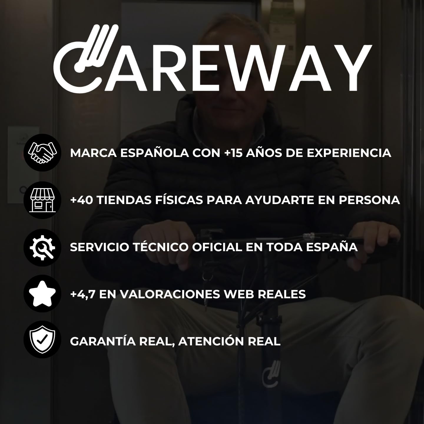 Silla de Ruedas Eléctrica - Scooter Eléctrico Adulto Plegable Auton 45Km Doble Motor 350W Todo Terreno - Minusválidos Ligero - Movilidad Reducida - Triciclo Eléctrico Plegable Ergonómico | CAREWAY