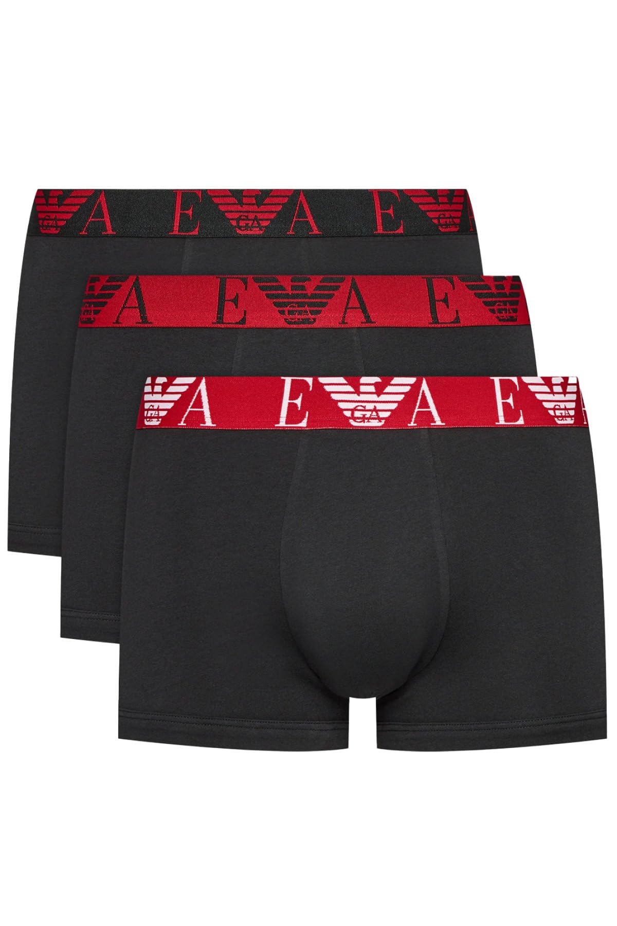 Emporio Armani Men's Nero/Nero/Nero Bold Monogram 3-Pack Trunk Trunks,