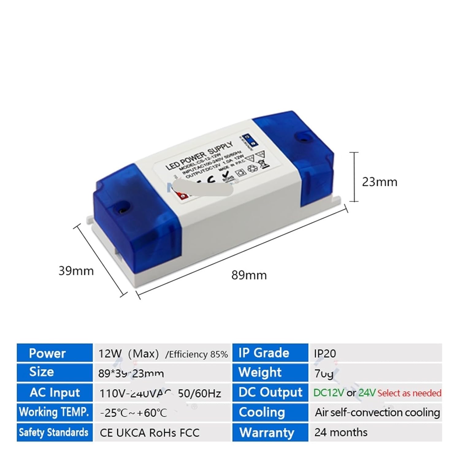 1 Pcs LED Driver Power Adapter AC110V-240V to DC12V 24V LED Lighting Transformer 12W Suitable for LED Ceiling Light Strips(DC24V)