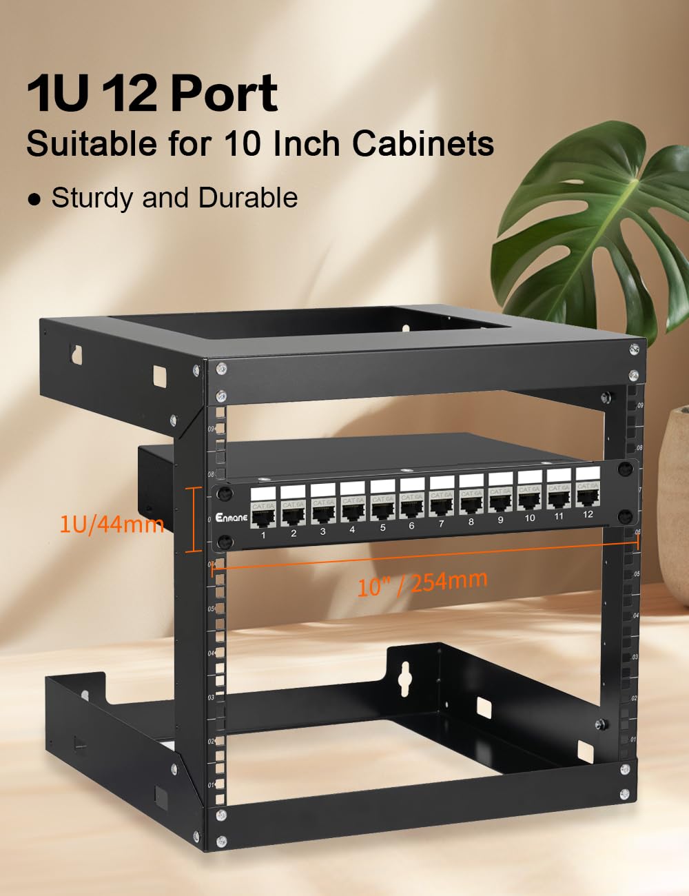Panneau de brassage Keystone CAT6a à 12 ports pour panneau de brassage réseau monté en rack 1U10" avec gestion intelligente des câbles