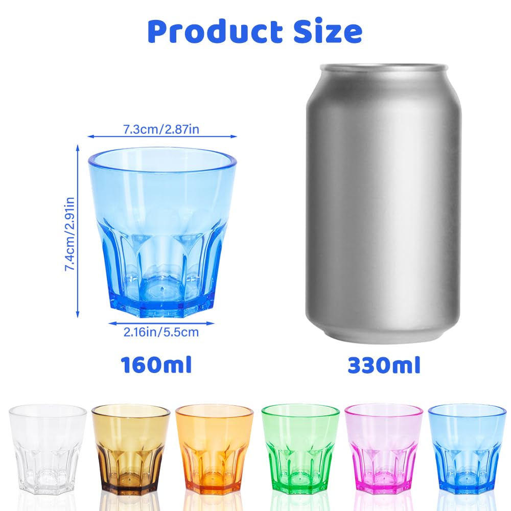 SHAIDOJIO 6 stuks campingglazen, plastic, 200 ml, transparante waterglazen, onbreekbare kunststof drinkglazen, kinderbekers, stapelbaar, witte plastic sapglazen voor feest, diner, picknick, kantoor, 6 SHAIDOJIO 6 stuks campingglazen, plastic, 200 ml, transparante waterglazen, onbreekbare kunststof drinkglazen, kinderbekers, stapelbaar, witte plastic sapglazen voor feest, diner, picknick, kantoor, 6