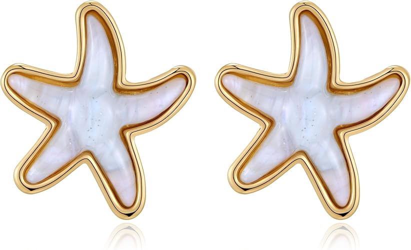 WOWORAMA Chunky Sea Shell Earrings for Women Gold Seashell Coral Reef Earrings Ocean Sea Pearl Statement Earring Boho Summer Beach Dangling Jewelry