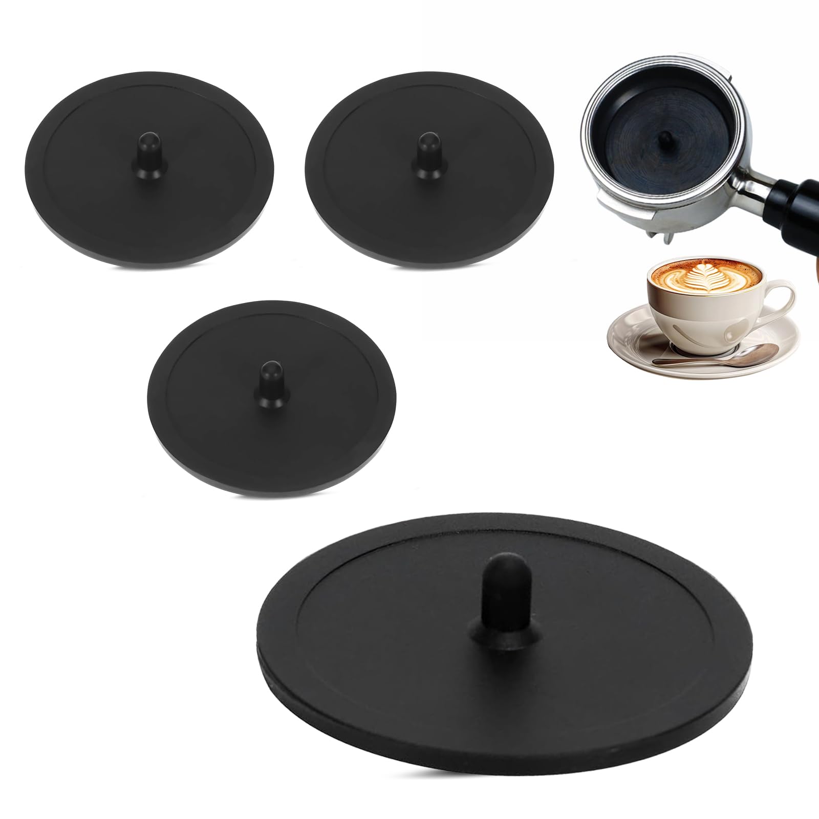 4 Pcs Rubber Blind Filter Backflush Disk, 50 mm Blanking Disc Durable Coffee Machine Cleaning Disc Coffee Filters for Espresso Machine Coffee Maker Backflush Insert Cleaning Disc