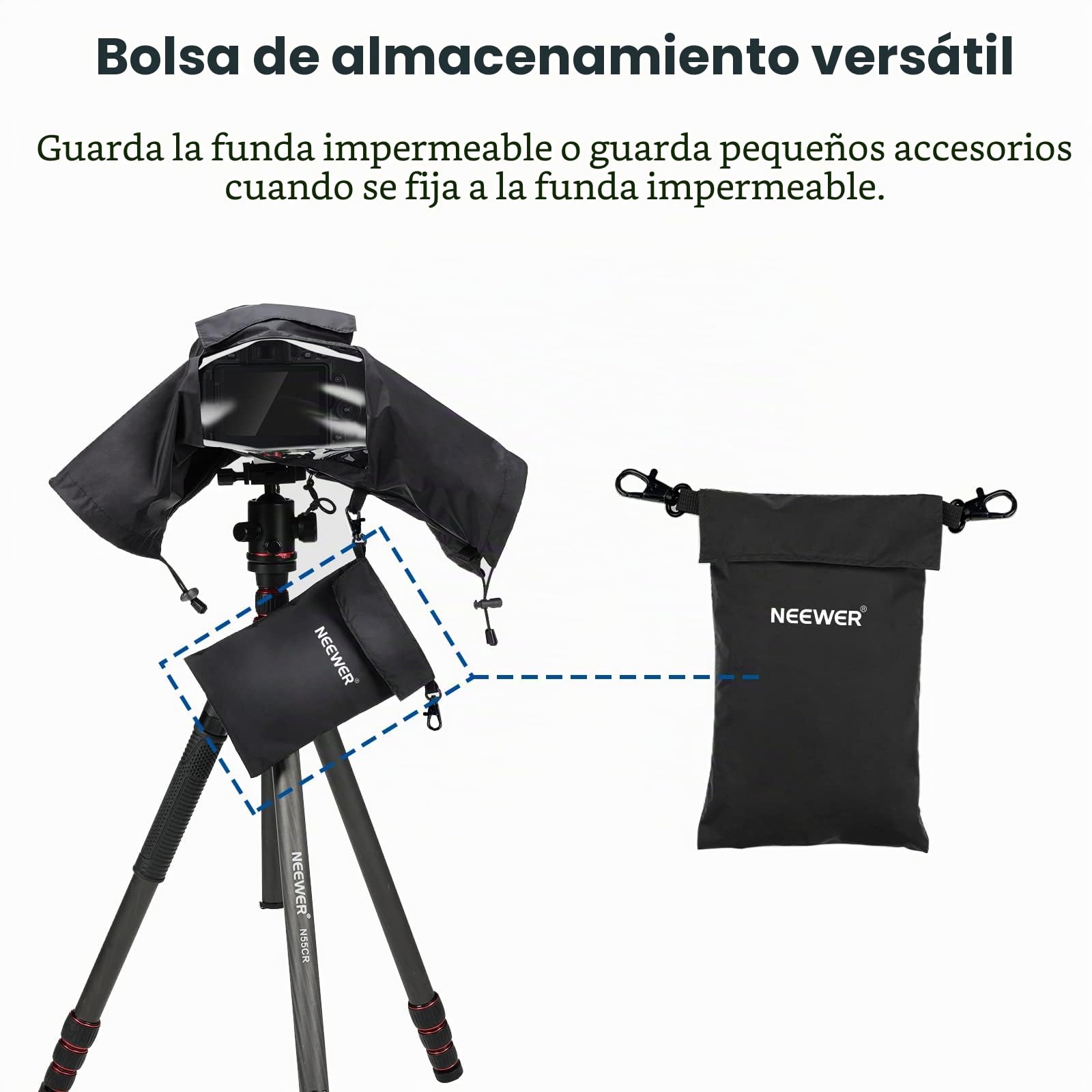 NEEWER Protector de Lluvia para Cámara, Impermeable Nylon Duradero Tamaño Pequeño Compatible con Canon Sony Nikon DSLR Cámara Vlog sin Espejo y Lente hasta 200mm, con Mangas, Cordones, Ventana, PB003