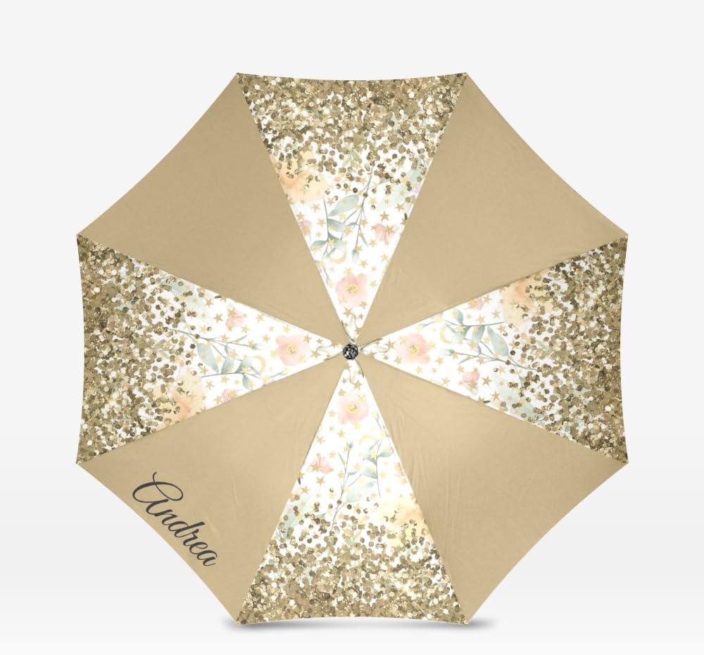 Personalized Umbrellas Custom Name Rain Umbrella Personalized Shinny Pattern Printed Umbrella for Rain Sun-10 Monogrammed Initial Compact Folding Travel Windproof Umbrellas Gift for Men Women