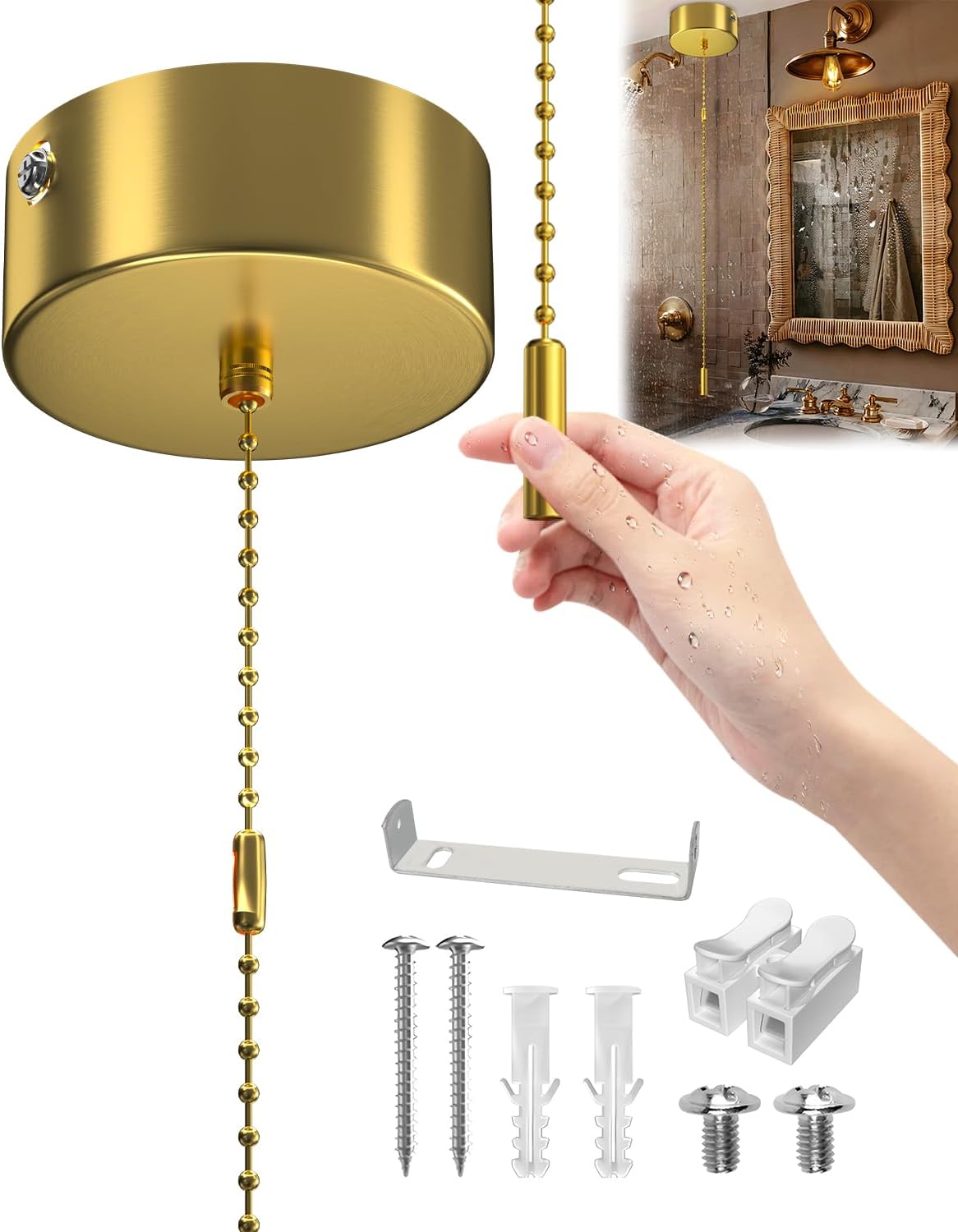 Pushka Home Contemporary Brushed Solid Brass Gold Hexagonal Bathroom ...