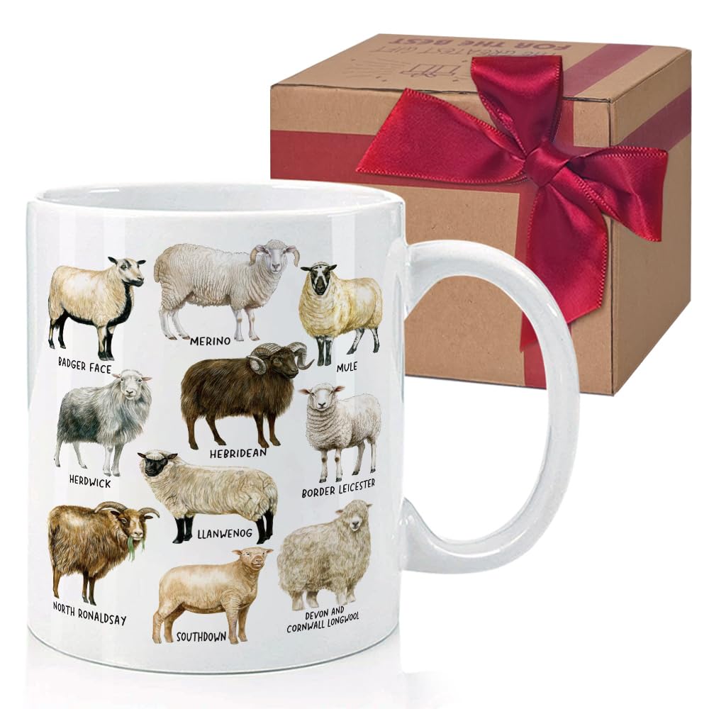 Funny Sheep Mug Gifts for Sheep Lover Sheep Owner, Mom, Daughter, Breeds of Sheep Coffee Mug 11Oz, Mothers Day Fathers Day Gift, Cute Sheep Mug Gift for Birthday, Sheep Lover Birthday Gift