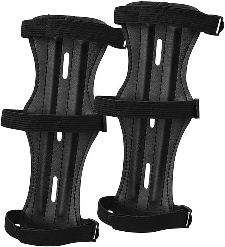 2 Pack Archery Arm Guard Bow Arm Guard Archery Wrist Guard Leather Forearm Protectors Adjustable