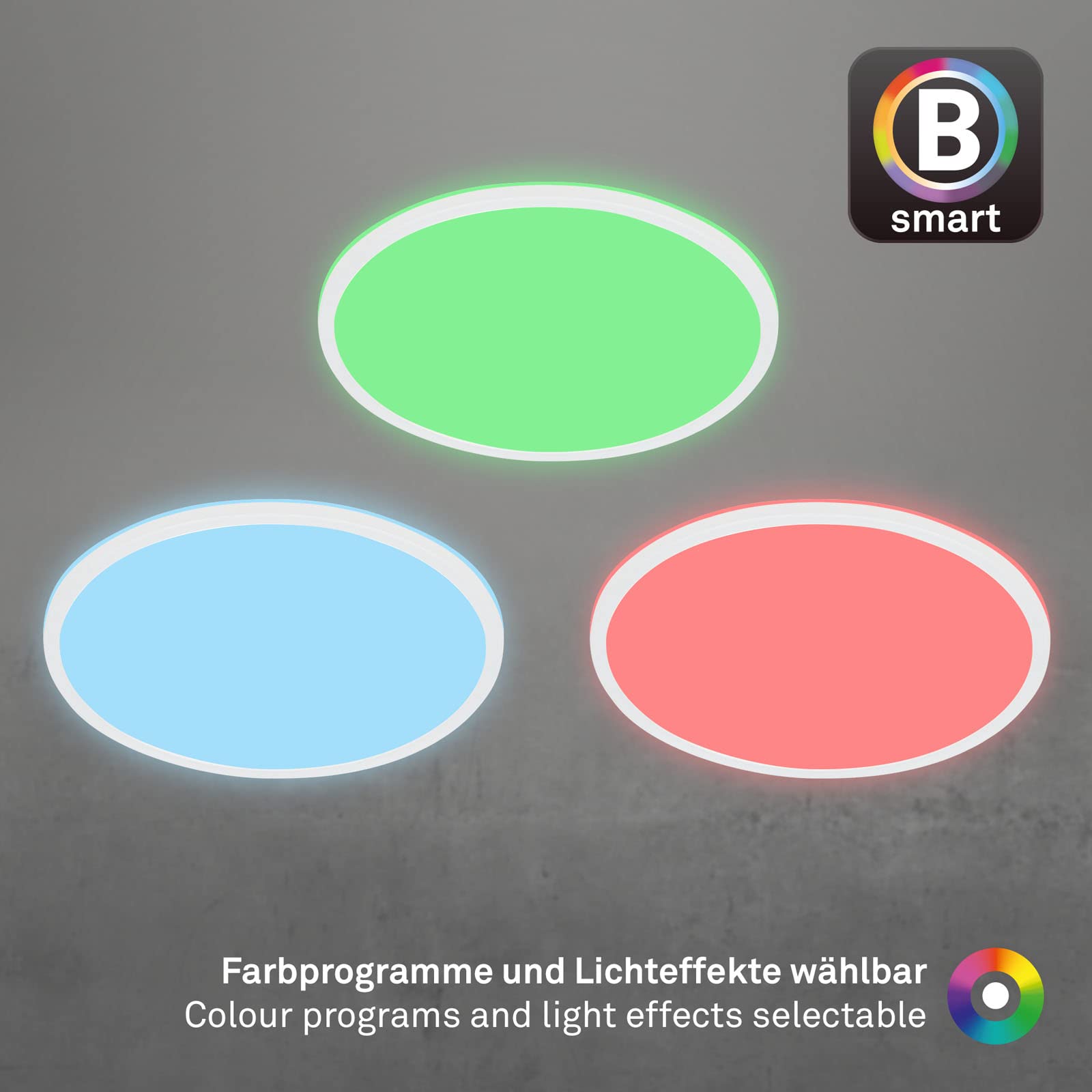 BRILONER - Plafoniera LED intelligente, colori brillanti RGB, effetto luce indiretta, luce bianca neutra, lampada da salotto WiFi, telecomando, controllo vocale