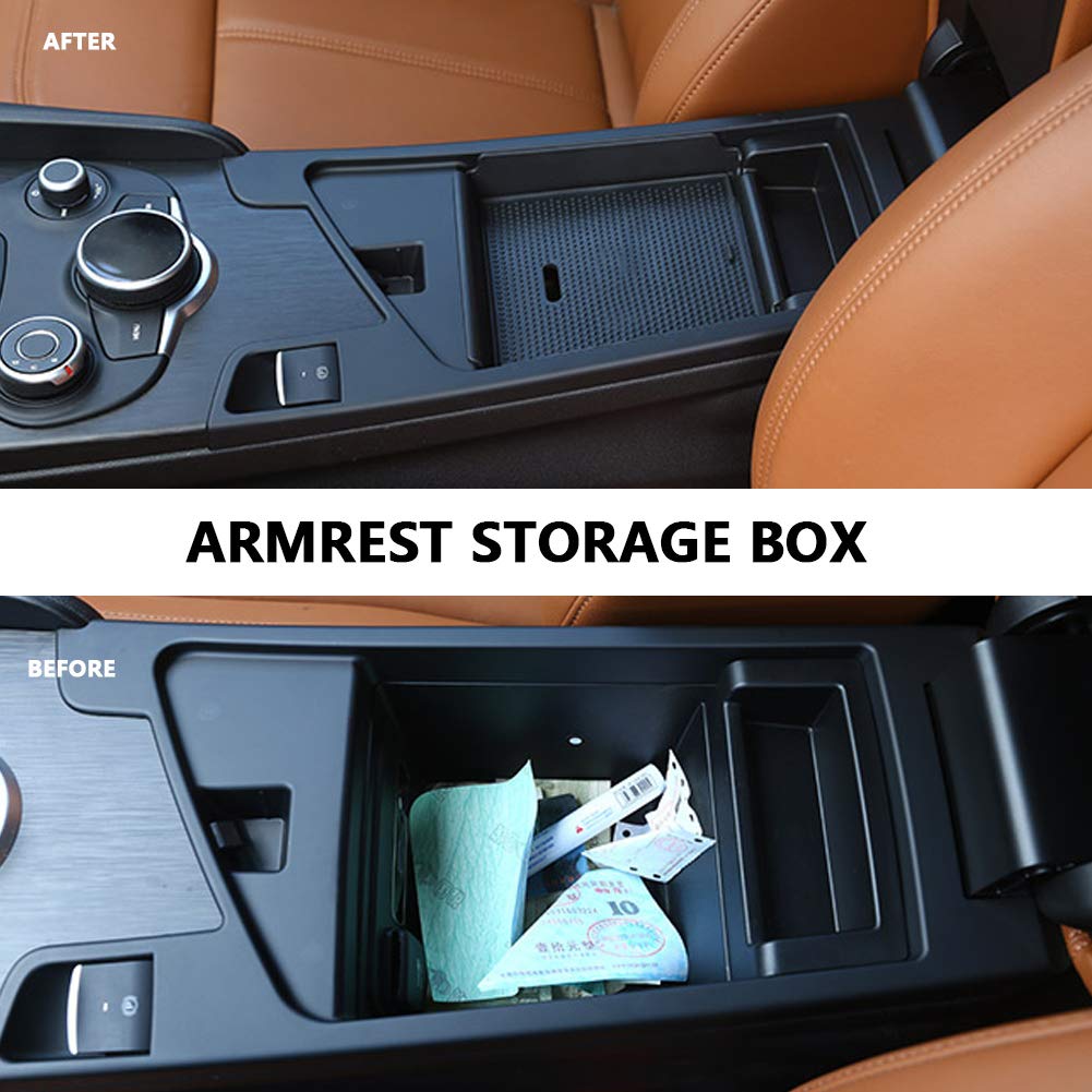 Organizer Console Centrale Per Alfa Romeo Giulia 2017-2019 - Vanetto Portaoggetti In ABS Nero - Foto 4