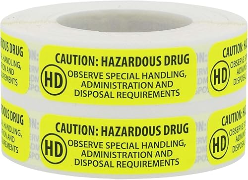 InStockLabels - Calcomanías de precaución, etiquetas de medicamentos peligrosos de 0.5 x 1.5 pulgadas, 500 etiquetas en un rollo, requisitos