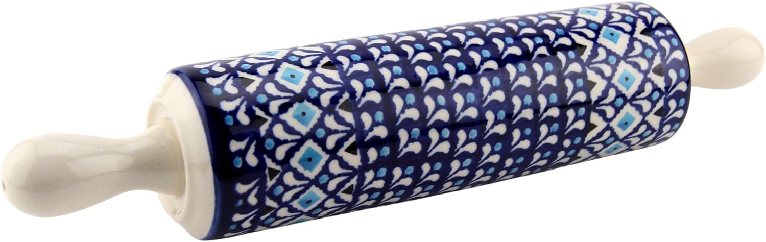 Polish Pottery Market Rolling Pin – 12.5" Length × 2.5" Diameter - Handmade by Zaklady Boleslawiec Poland