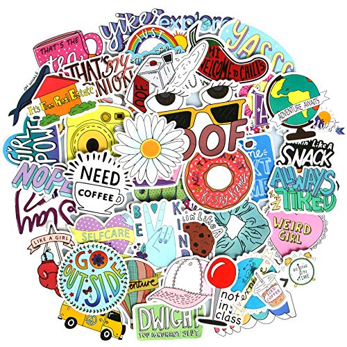 VSCO Stickers, Cute Aesthetic Stickers for Laptop Waterproof Vinyl Stickers Unique Popular Element Skateboard Stickers for Teens Girl Computer Guitar Decals[50PCS]
