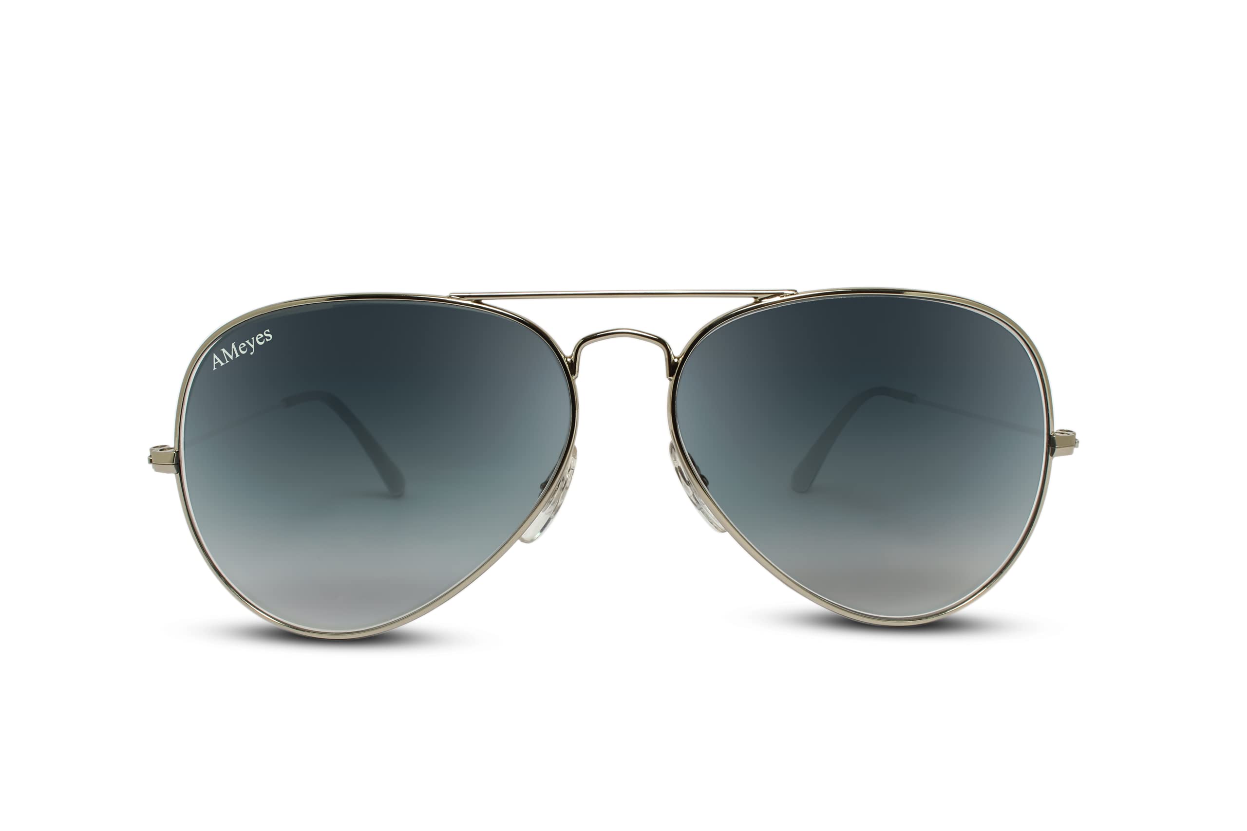 Gradient Glass Aviator Unisex (Men;Women) Sunglasses (AM 1233-SIL-SM GR |58| Grey Color lens)