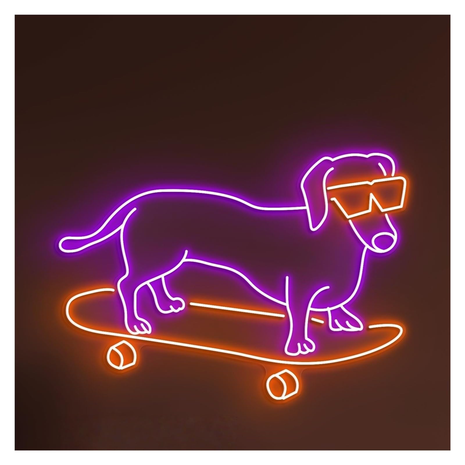 RONGCH Hanging Art Signs Dog On Skateboard Neon Sign, Suitable for Kids Room Decor with Brightness Adjustable 50cm