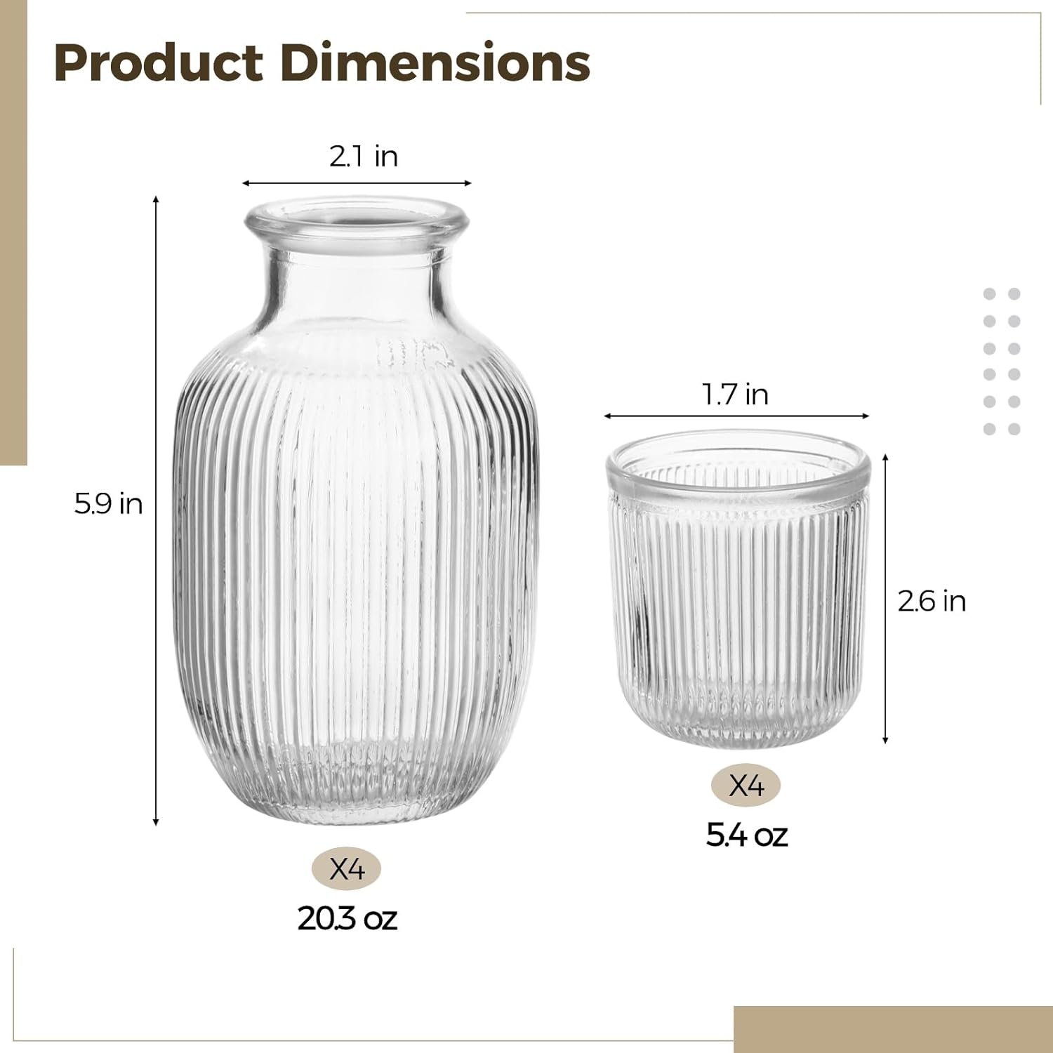 4 Set Bedside Water Carafe With Tumbler, 20.3 oz Vintage Glass Water Pitcher with Tumbler, European Embossed Texture, Mouthwash Decanter, Water Pitcher for Bedside, Home, Kitchen (8 PCS) - Image 4