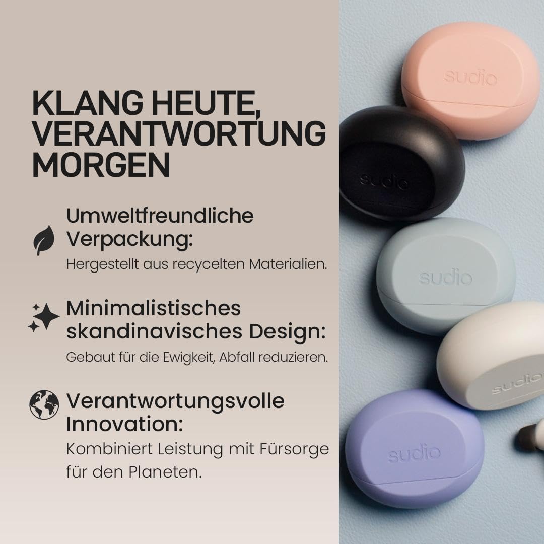 sudio A3 Pro True Wireless Kopfhörer Kabellos Bluetooth | Noise Cancelling In Ear Kopfhörer Bluetooth 5.4 | Aktive Geräuschunterdrückung | 25h Spielzeit | USB-C Ladecase | Blau