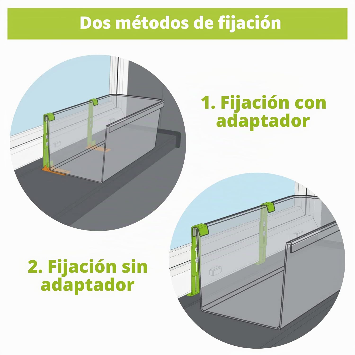 Plastia FixPot - Soporte invisible para jardineras para cualquier ventana con alféizar de ventana, juego de 4 unidades con adaptador antracita, fijación sin taladrar