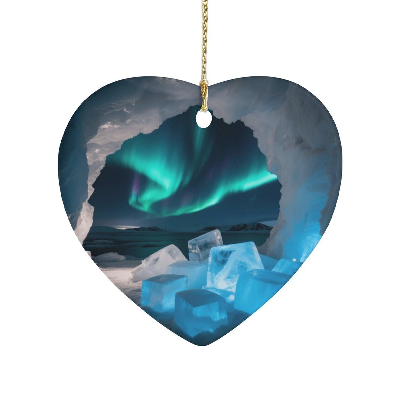 Fekiloot Style Ice Caves And Aurora Ceramic Ornament Home Decor Keepsake