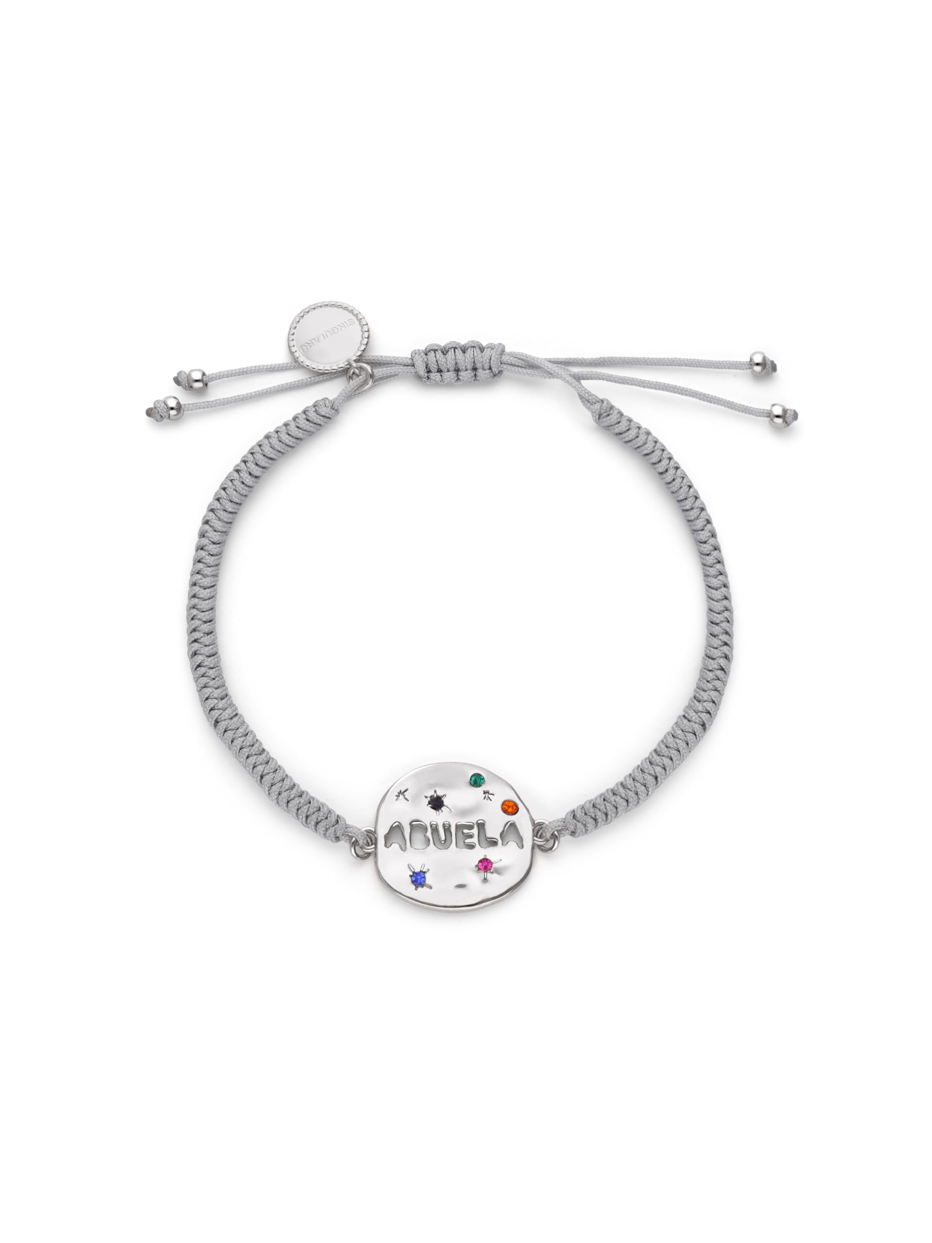 SINGULARU - Pulsera Abuela Colors. Latón con Baño en Rodio o Baño en Oro de 18 Kt, y Cordón. Joyas Para Mujer.