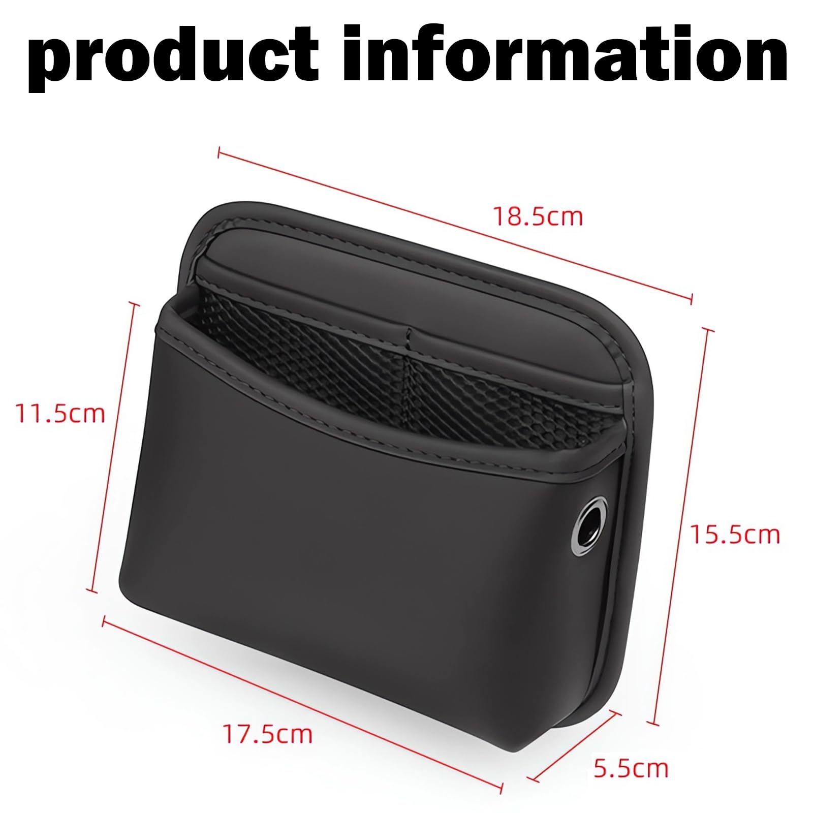 Organizer Tascabile Laterale Per Auto 19.8*16.2*6.5 Cm Realizzato in Pelle Con Squisita Fattura Adatto Per La Console Centrale Della Portiera Dell'Auto E Gli Spazi Dei Sedili Dell'Auto (Nero)