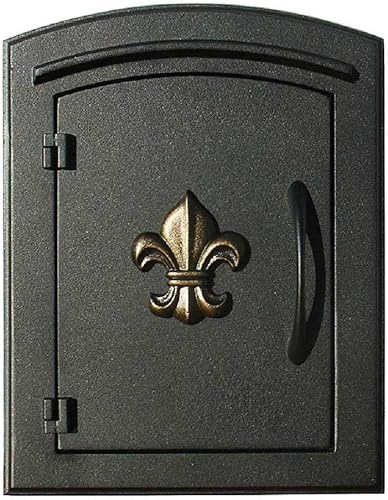 Qualarc MC-1402-BLK Manchester Fleur De Lis Logo Puerta Columna Mount Buzón Sin Bloqueo Negro