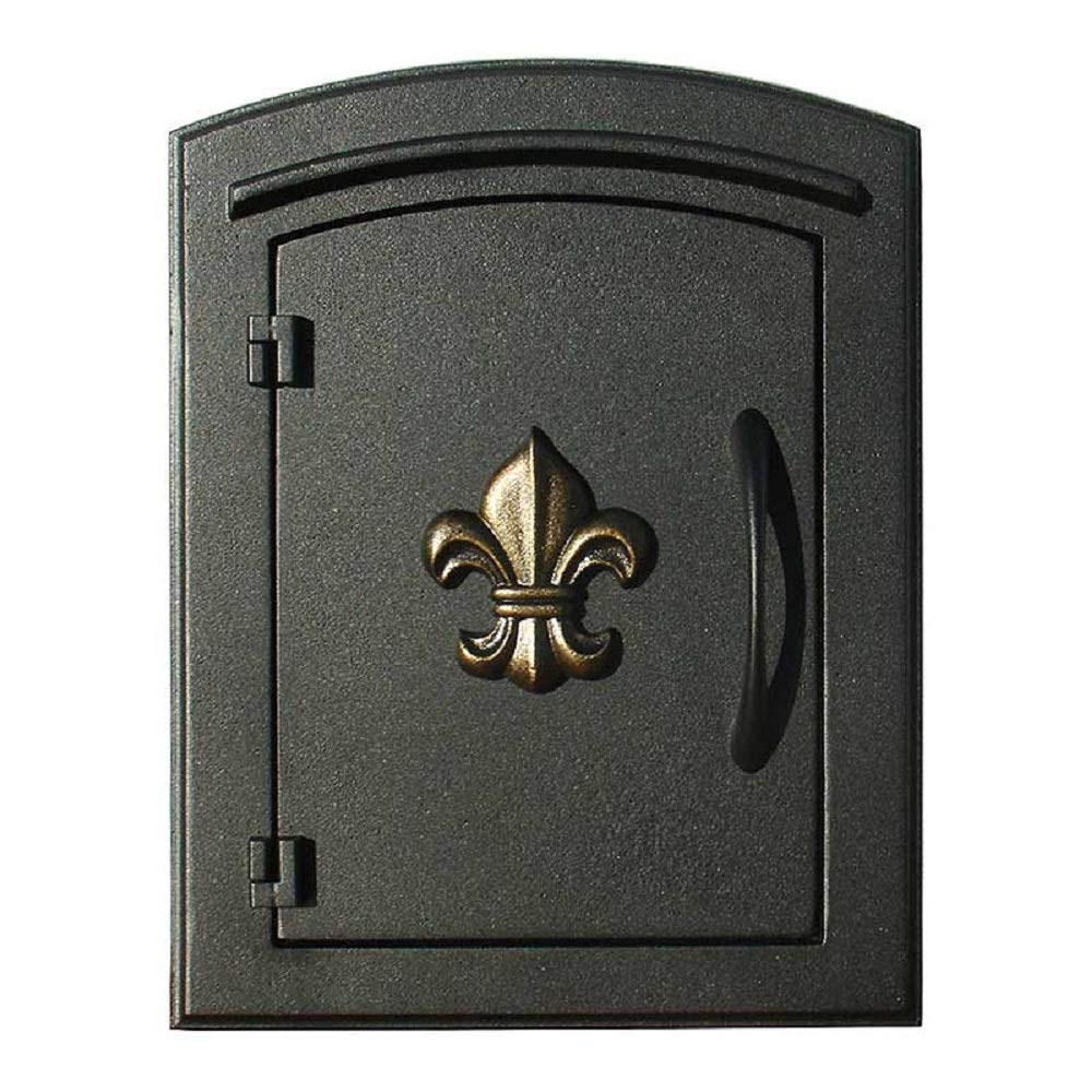 Qualarc MC-1402-BLK Manchester Fleur De Lis Logo Door Column Mount Non-Locking Mailbox, Black
