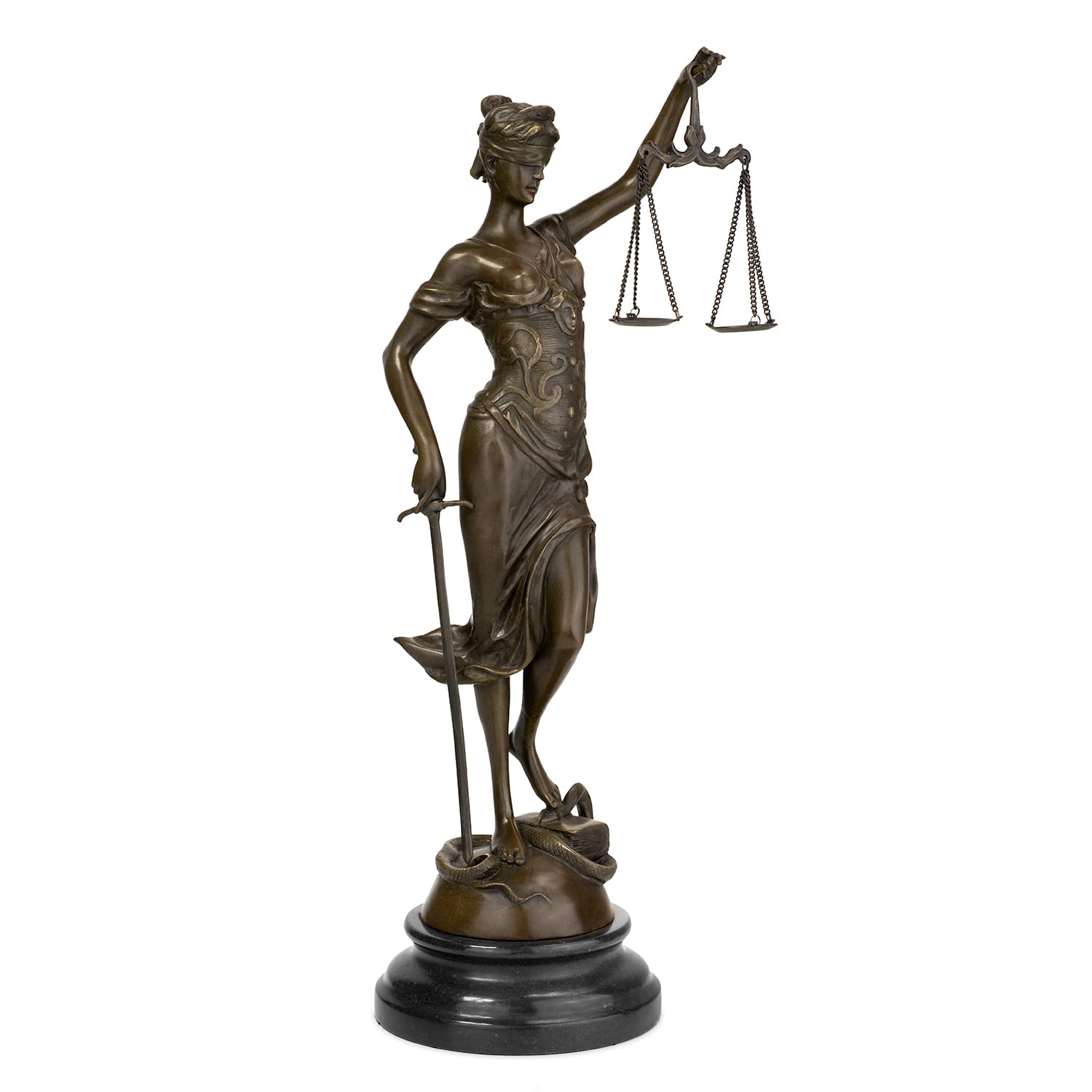 Moritz Figura de bronce de Lady Justice, altura 40 cm, 2,7 kg, estatua antigua
