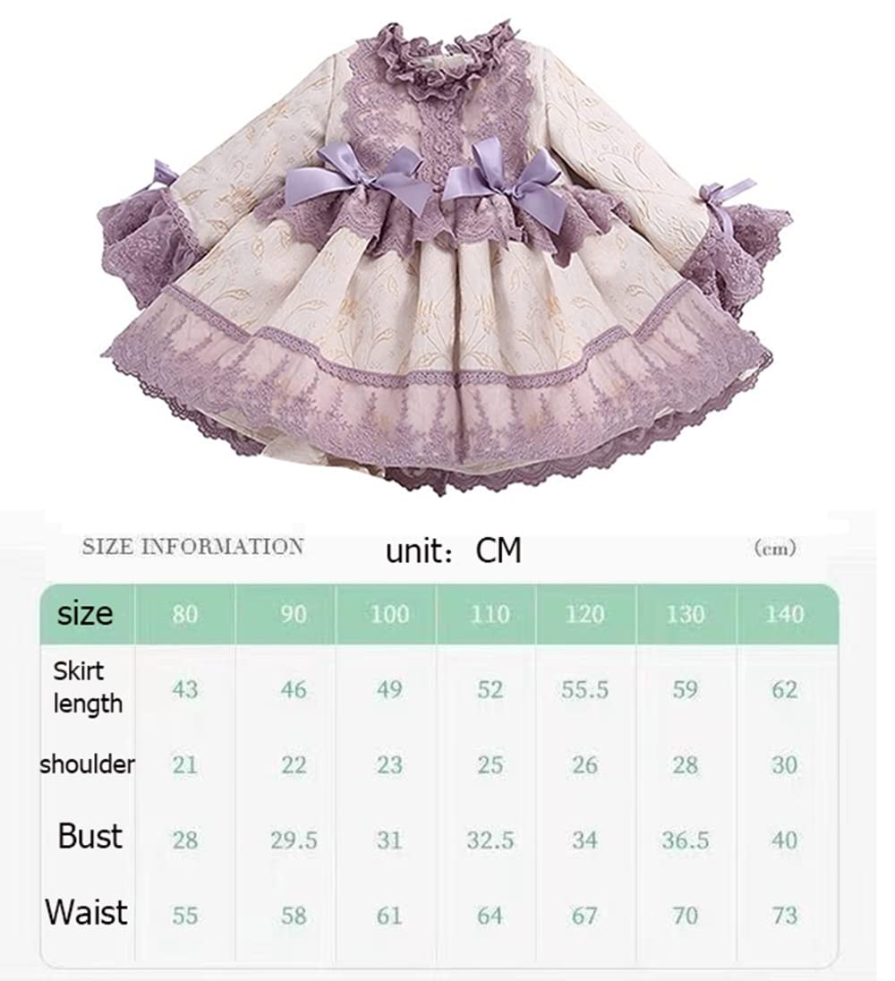 Dziewczyna Łuk Fioletowa Sukienka Księżniczka Z Długim Rękawem W Stylu Vintage Hiszpański Lolita Pałac Dziecięce Ubrania