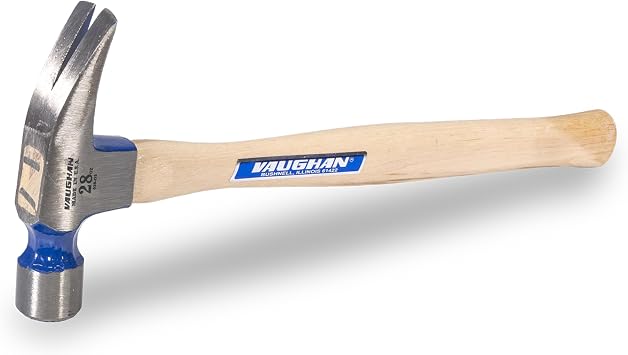 VAUGHAN 999 Series Framing Hammer, 28 Oz Hickory, Assembled in the USA | Heavy Ripping Hammer, Long Neck for Power Strikes, Milled Face Grips Nail Heads, Hickory Handle, 28 Oz, VN10620