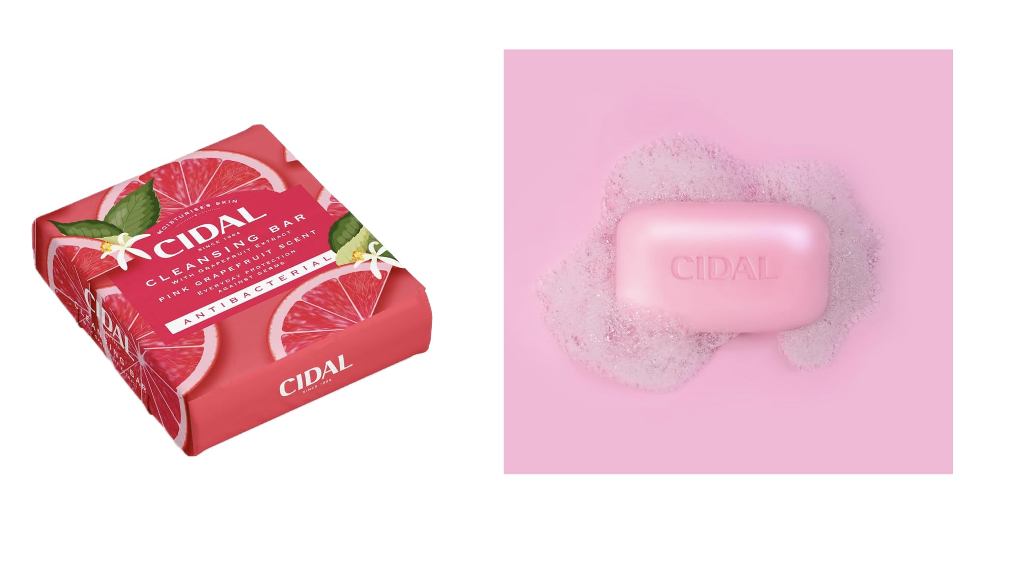 Cidal Pink Grapefruit Cleansing Bar Soap, Antibacterial, With Grapefruit Extract, Twinpack (6 x 100g bars) - Image 4
