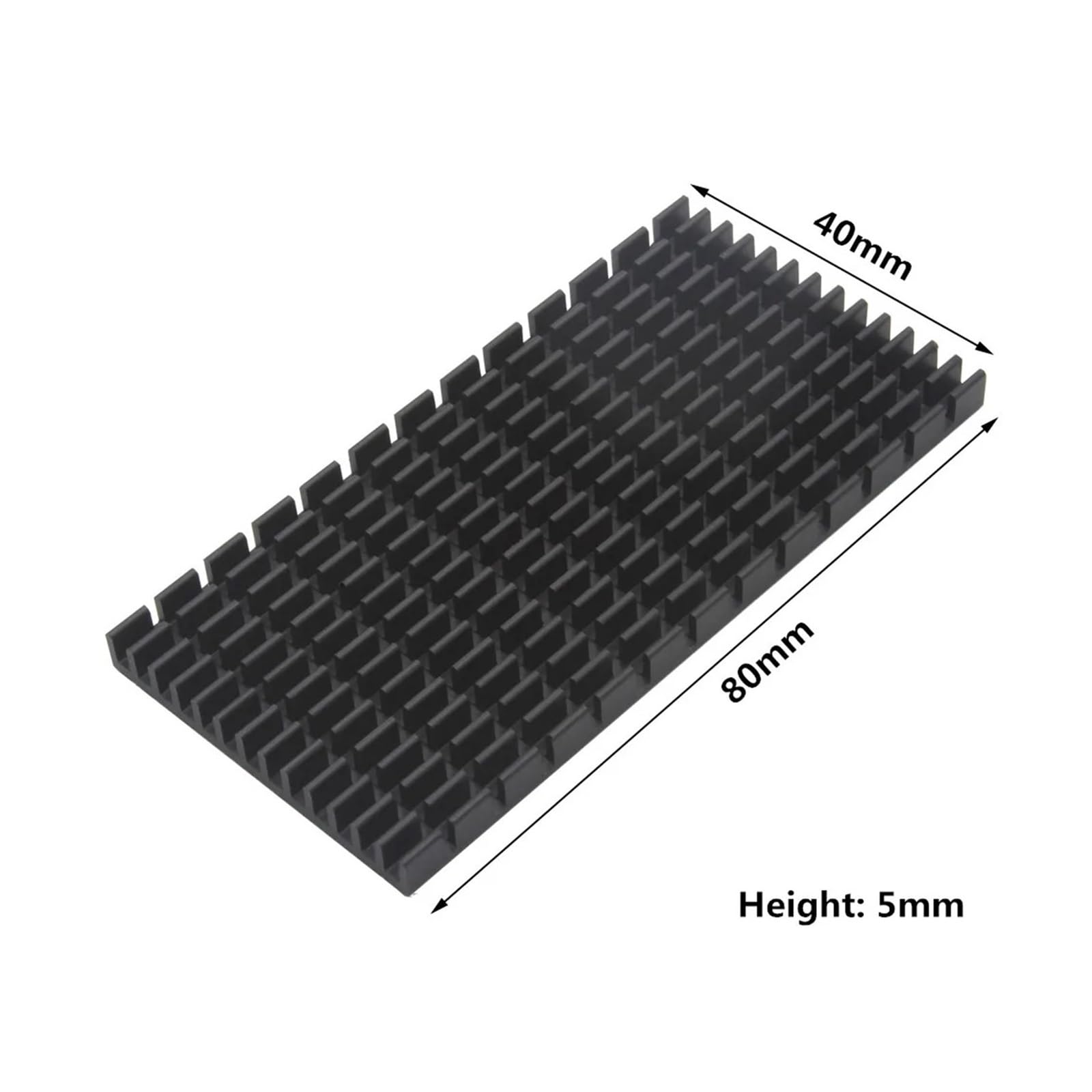 Disipador de Calor Aluminio 80x40x5mm, disipador Negro for Chip IC electrónico, RAM, refrigeración LED con Cinta conductora térmica, 4 Uds