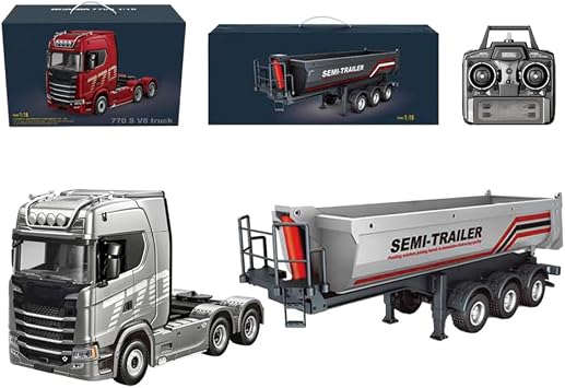 1/18 Scale 6x4 770S Heavy Duty RC Tractor Truck with RC Semi Trailer