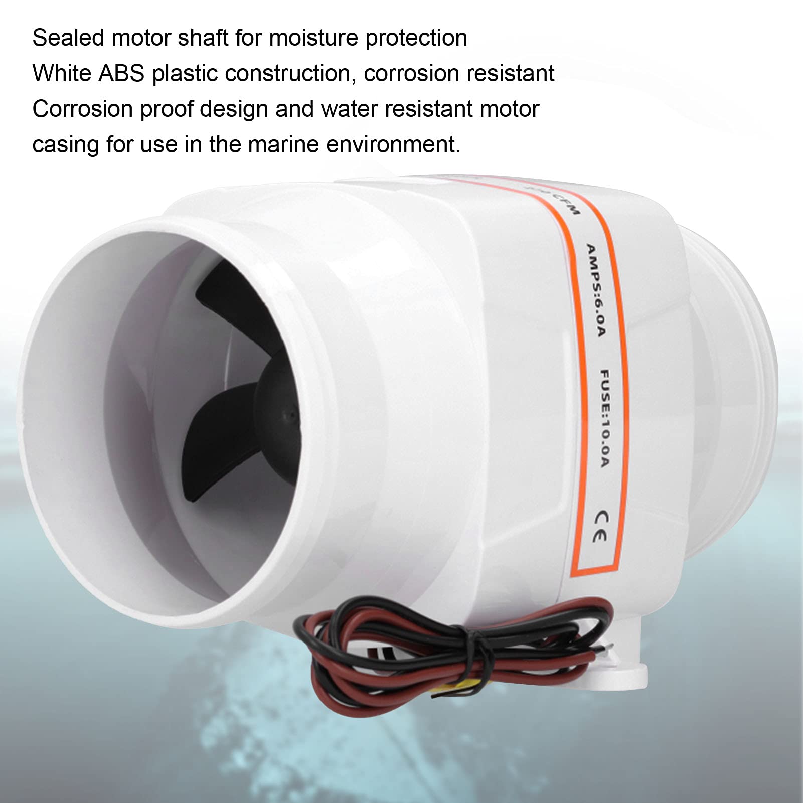 QANYEGN 4in 270CFM in Line Bilge Air Blower, Boat Blower Fan Inline, 12V High Airflow Marine Boat Accessory