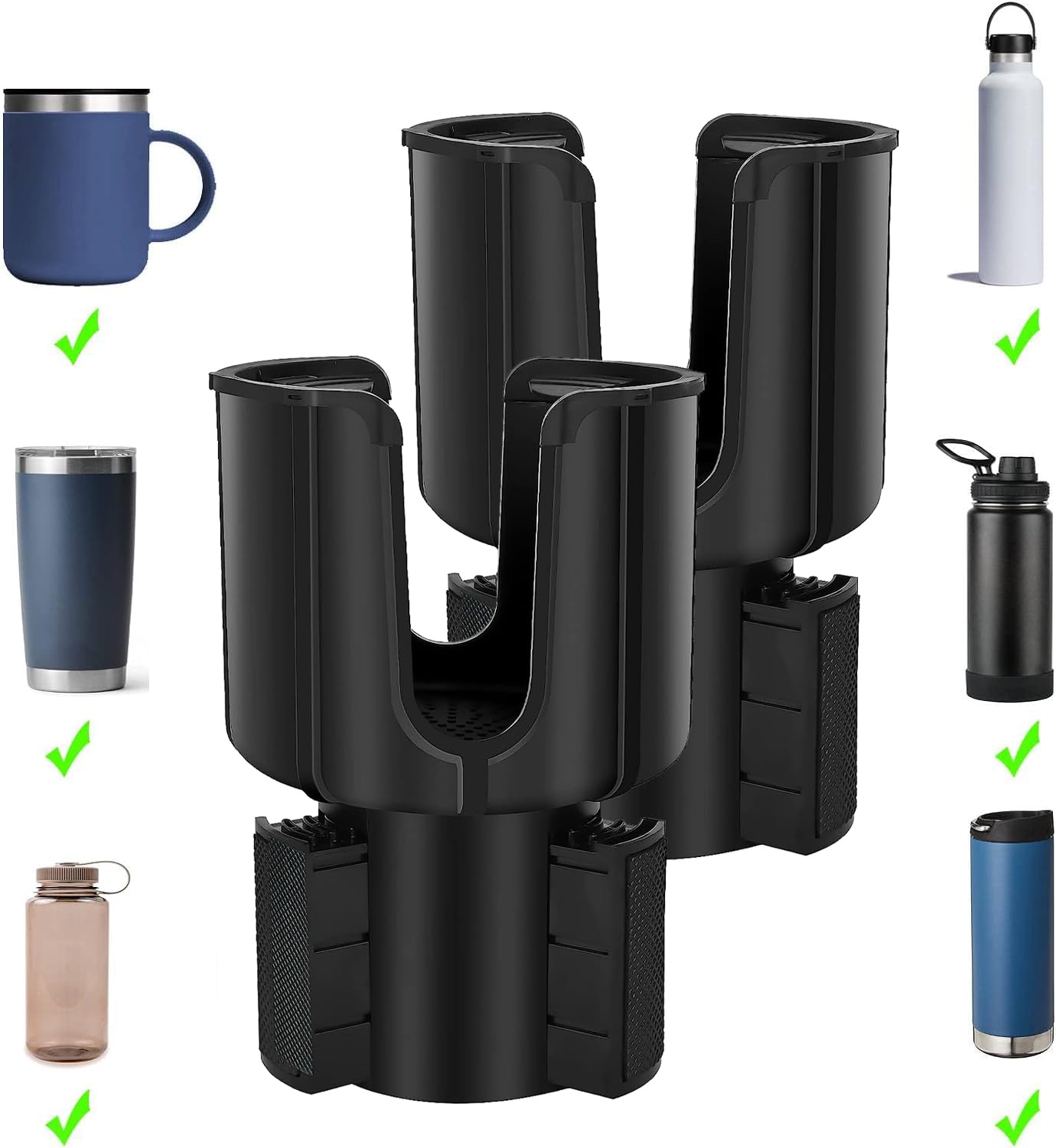 Porte-Gobelet Double Pour Voiture - Extension Réglable Universelle - Support 2 Boissons Jusqu'à 7cm