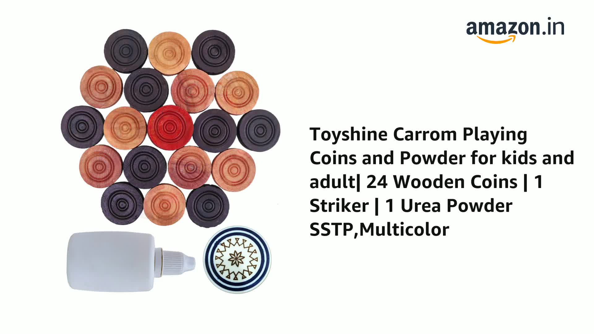 Jeu De Carrom – 24 Pièces + Poudre – Toyshine – Enfants Et Adultes – Fabriqué En Inde