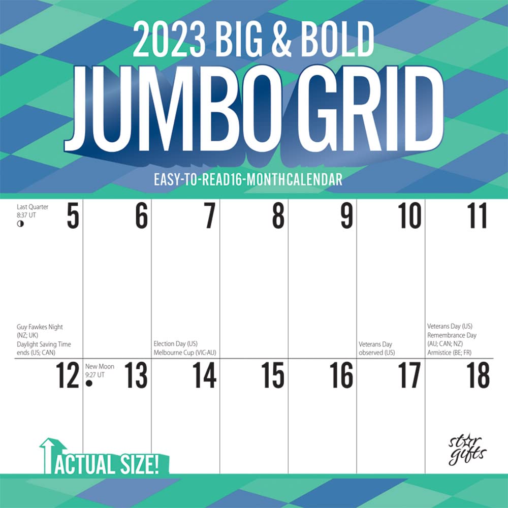 Amazon.com: Browntrout Big and Bold Jumbo Grid | 2023 12 x 24 Inch Monthly  Square Wall Calendar | Foil Stamped Cover and Stickers | StarGifts | Easy  to See Large Font : Office Products