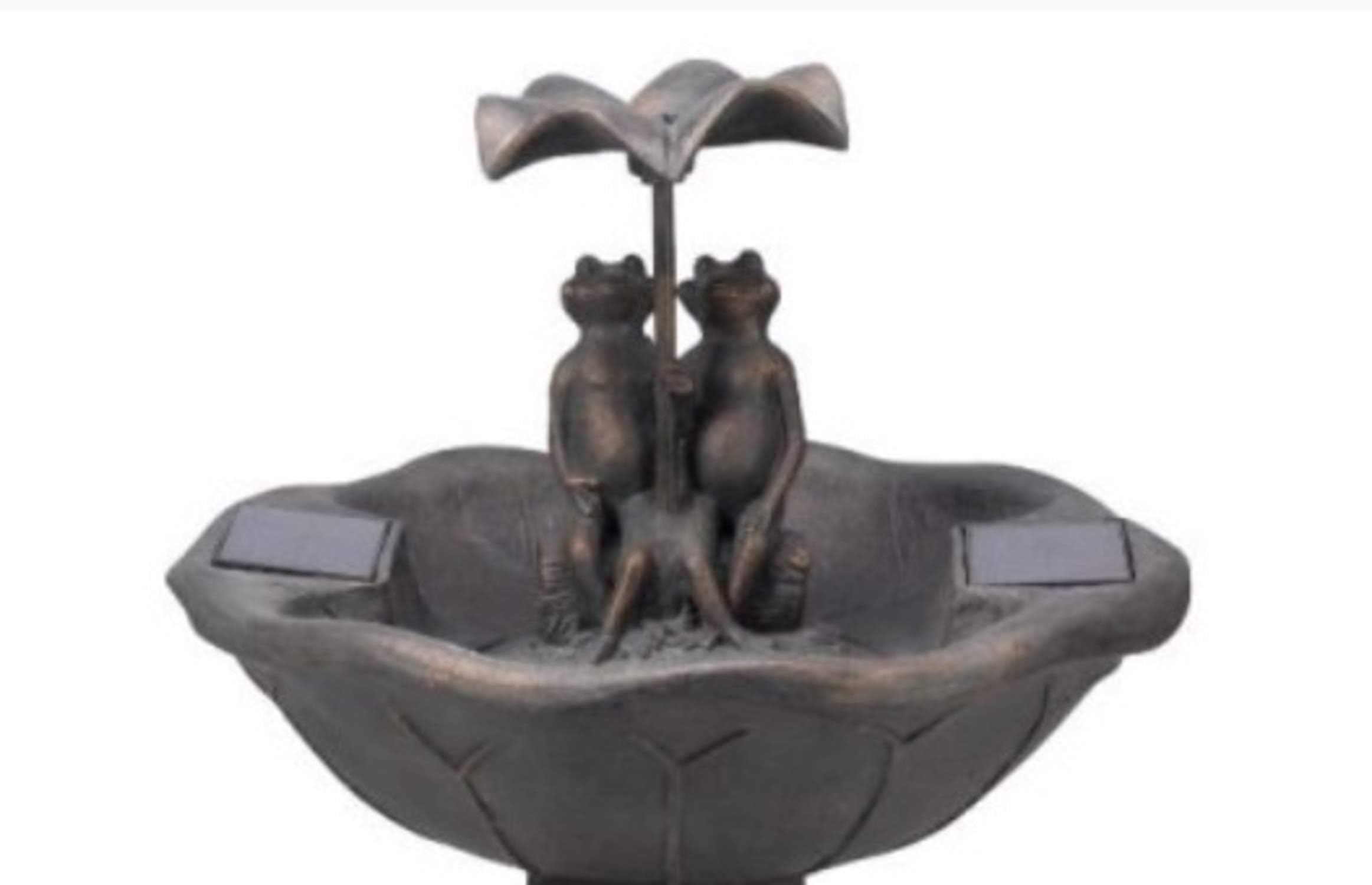 Fontaine Solaire Grenouille Pour Jardin - Avec Oiseaux, 82,5cm