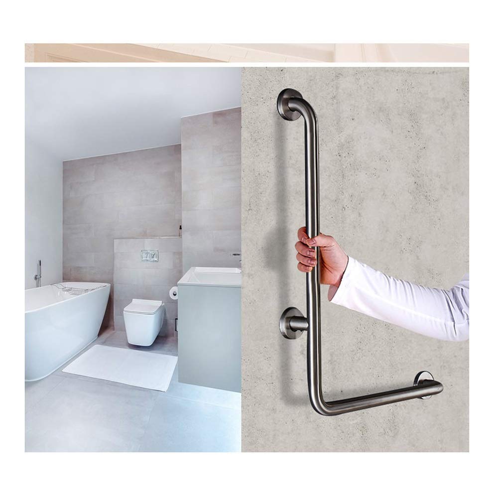 Barra de seguridad para baño de acero inoxidable en forma de L (espejo