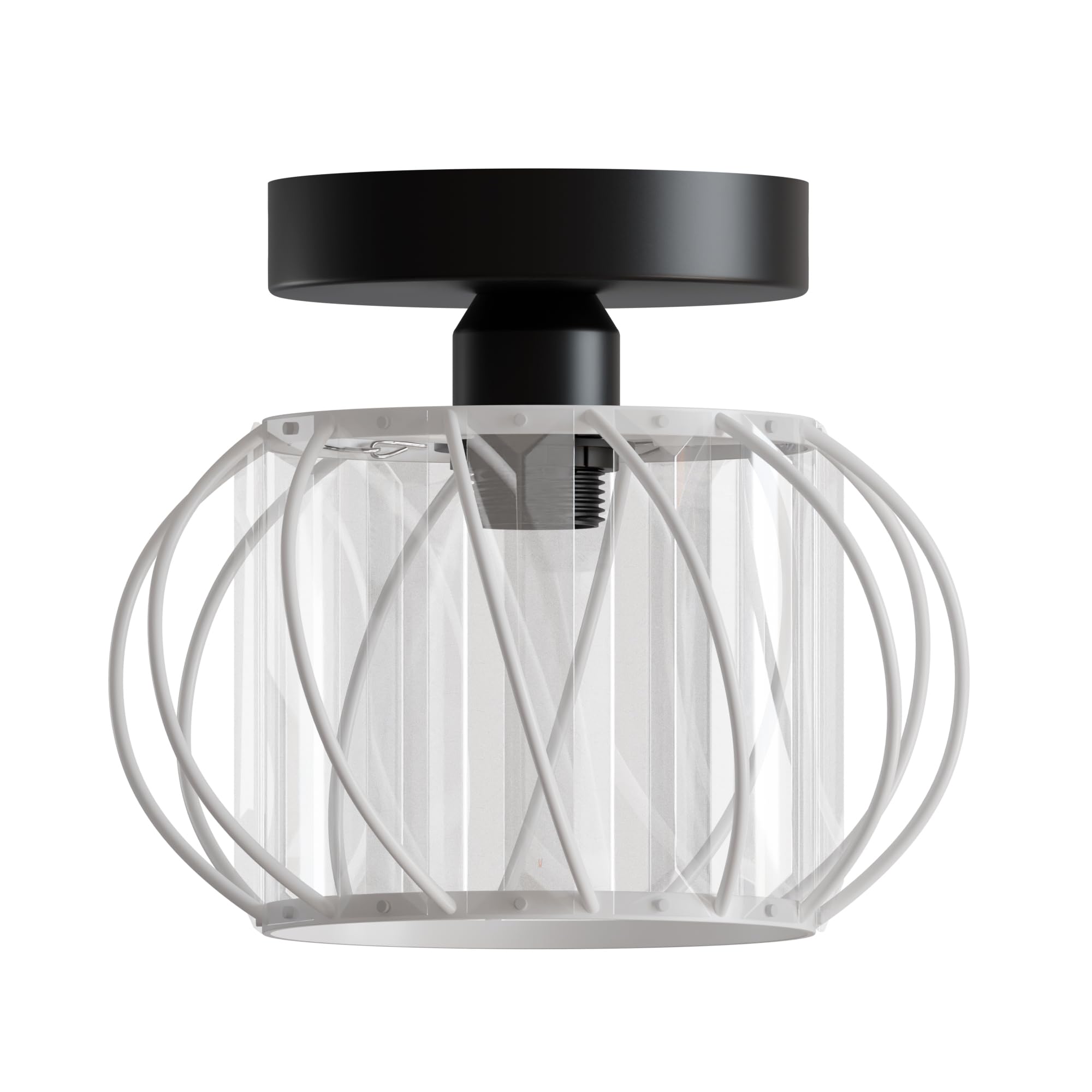 LEDSone White Crystal Ceiling Light Modern 16cm Elegant Semi Flush Fitting Compact Light Fixture for Bedroom Living Room Kitchen Hallway E27 LED Compatible Easy Installation Luxury Decor Trendy Home