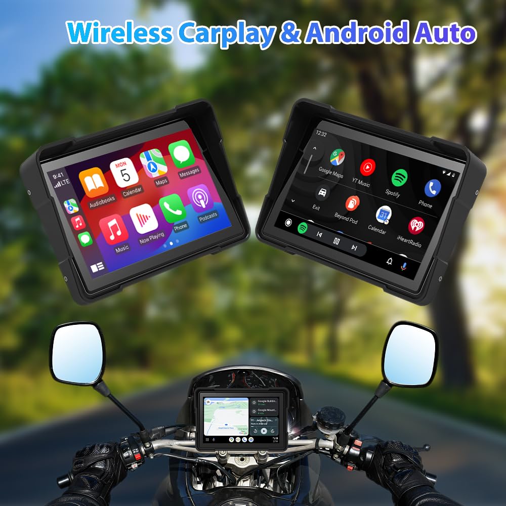 sunweyer Navigazione GPS portatile per moto, con tecnologia CarPlay e Android, 5 pollici, Bluetooth 5G e scheda TF da 64 GB, touch screen IPS impermeabile