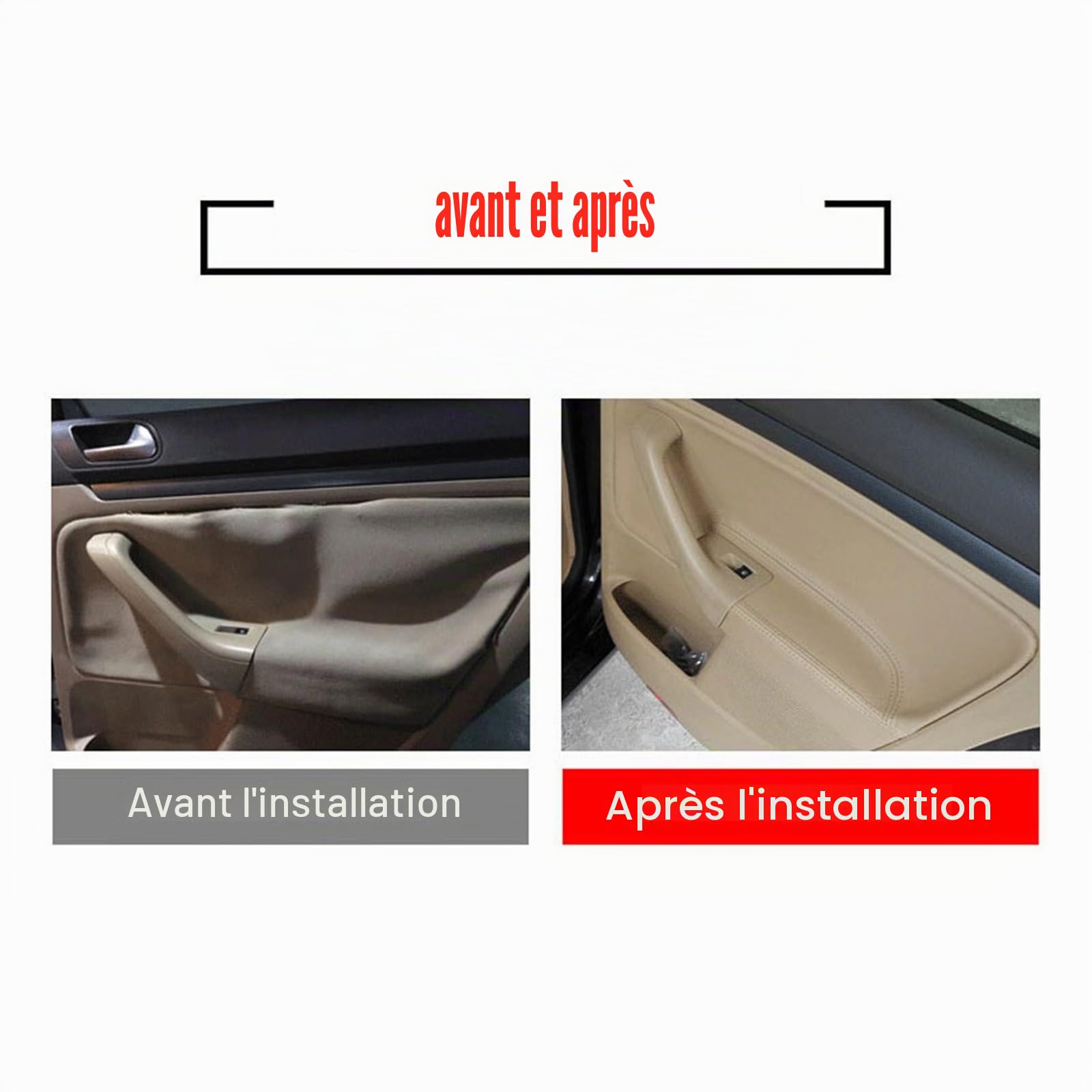 Housse de protection en cuir for panneau de portière de voiture, compatible avec Volkswagen Golf 5 MK5 Jetta Sagitar 2006-2011, accessoires intérieurs(LHD black)