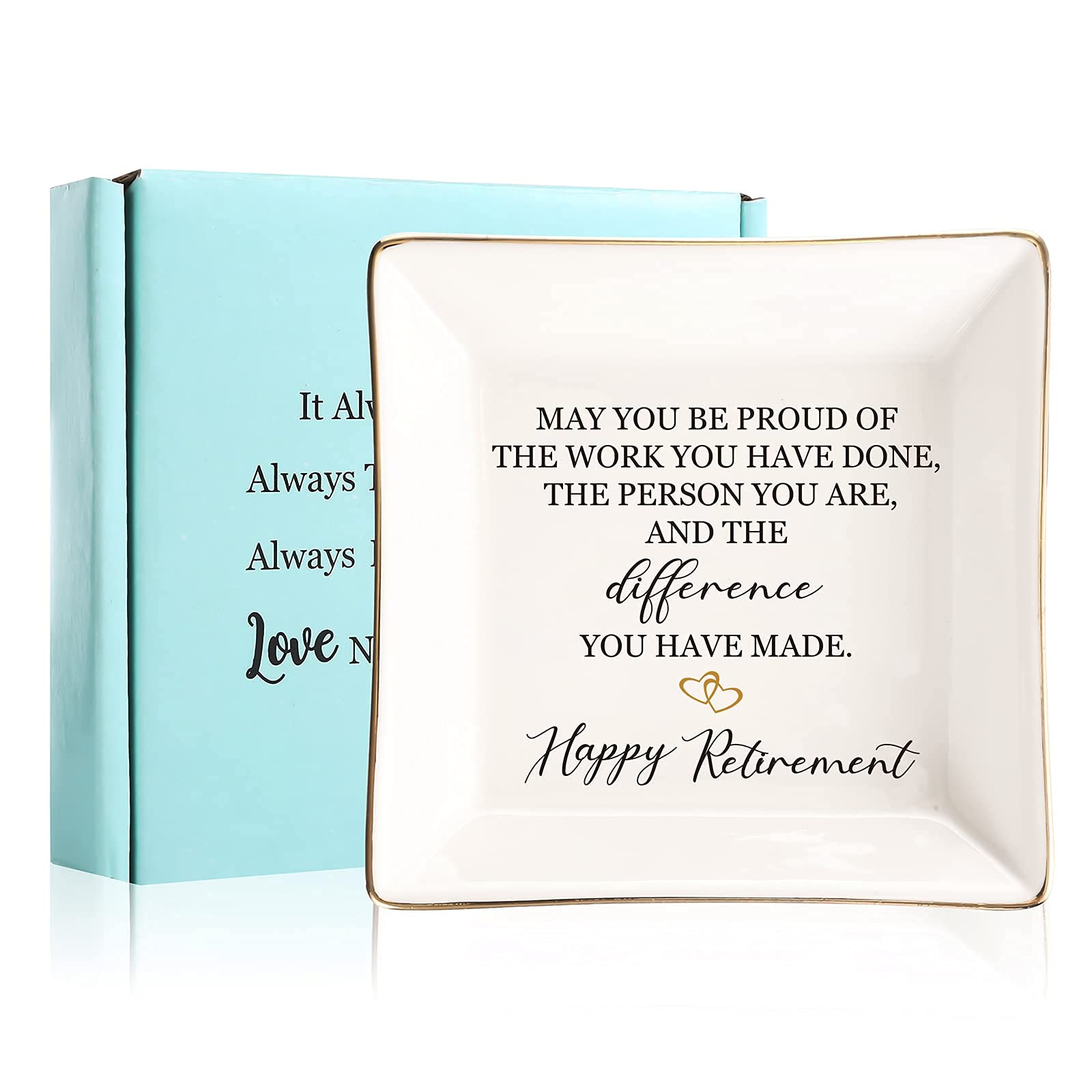 Retirement Appreciation Gift- Personalized Gifts for Women Ceramic Jewelry Holder Ring Dish Trinket Tray-Gift for Mom Boss Coworker, Wife,Nurse,Friends,Sister,Teachers