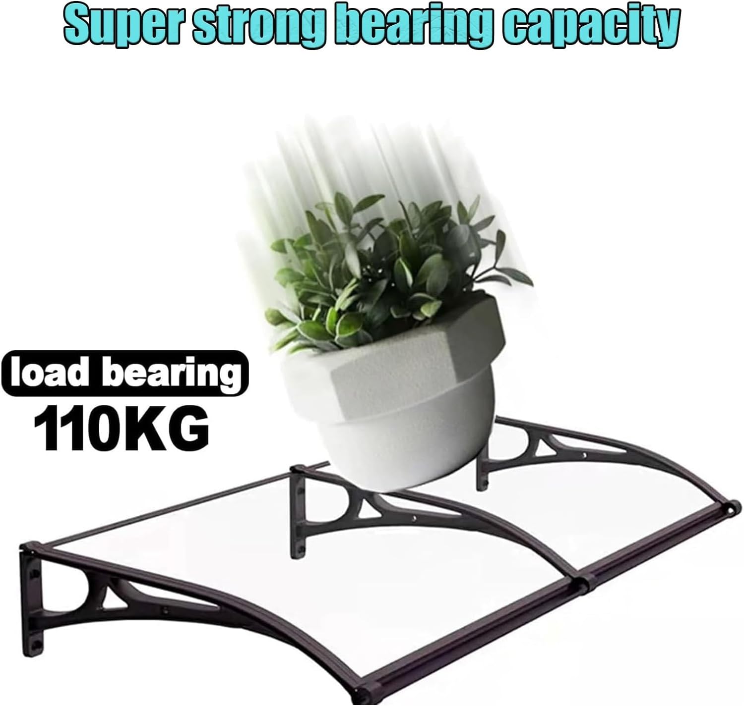 Window Awning for Doors Entrance, Canopy Polycarbonat with Drainage Ditch, Awnings for Outdoor Door Overhang Porch/Patio/Deck, Hollow Sheet UV/Rain(Gray,60x160cm/24 x63)