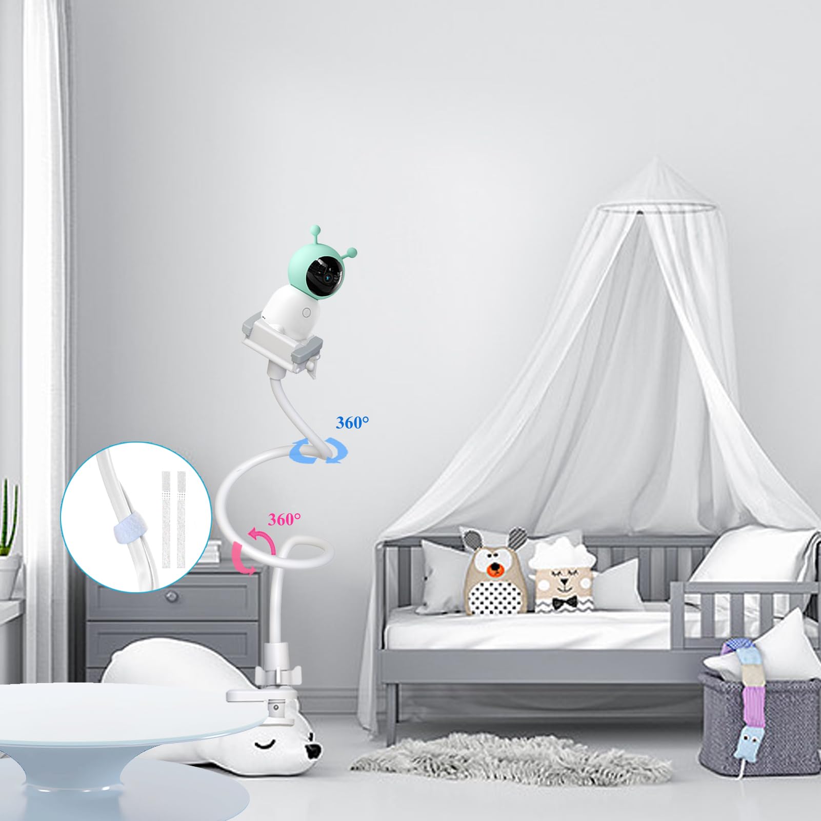 Supporto Per Baby Monitor Regolabile Da 68,8 Pollici – Compatibile Con Philips Avent, Momcozy, HelloBaby, Jeeber, Con Vite 1/4 E Velcro