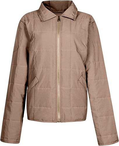 Miniatura 4 de Abrigos de invierno para mujer, abrigo de forro polar, suelto, liso, acolchado, cuello alto, chaqueta con cremallera, ropa de exterior con bolsillo