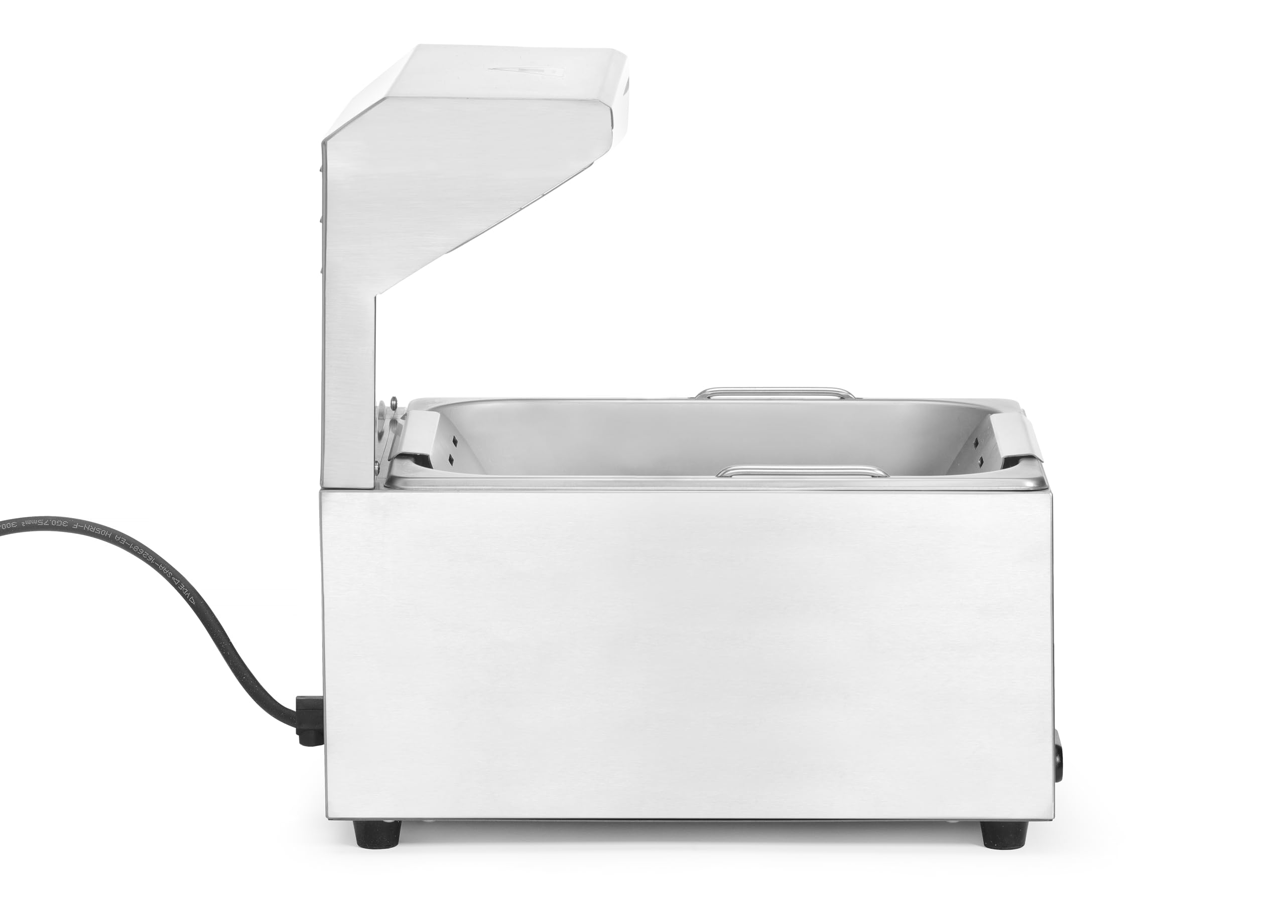 HENDI Pommes-frites-Wärmer, mit abnehmbarer GN-Behälter und Tropfschale, zum Warmhalten von Pommes frites, Infrarotlampe, Wärmebrücke, Speisenwärmer, GN1/2, 230V/400W, 357x267x(H)376mm, Edelstahl